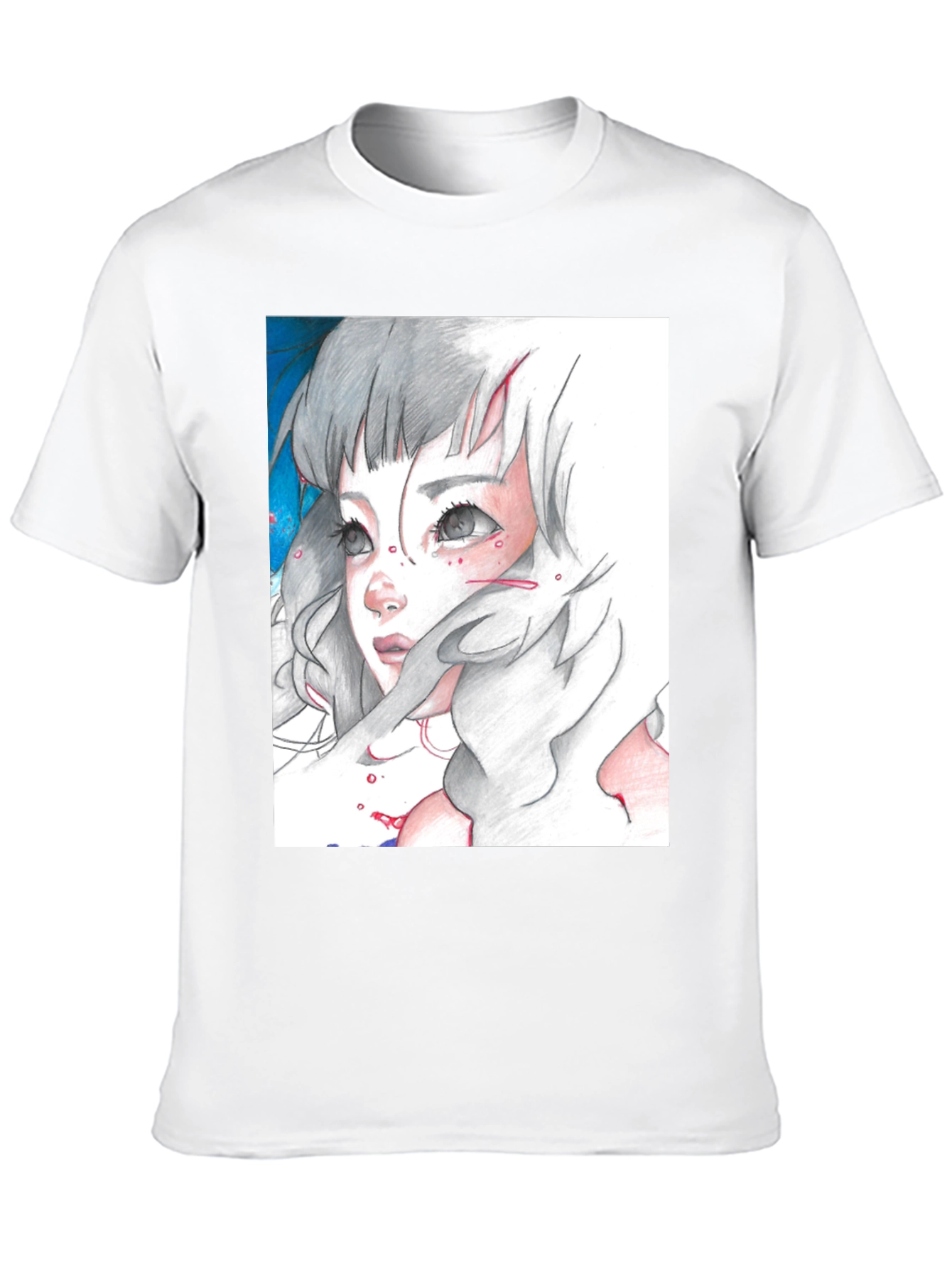 Anime Girl Graphic Tee - Black Cotton T-Shirt