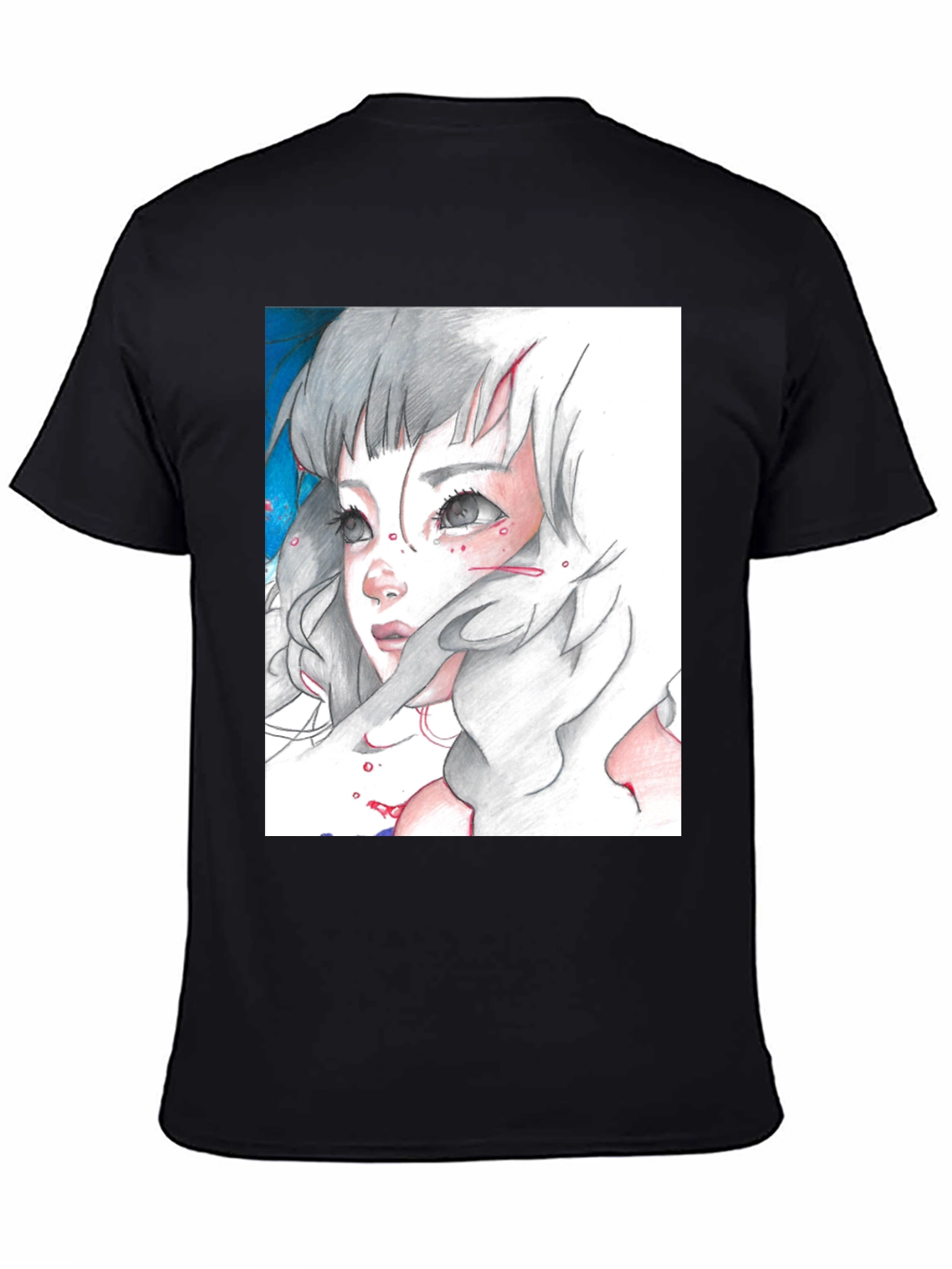 Anime Girl Graphic Tee - Black Cotton T-Shirt
