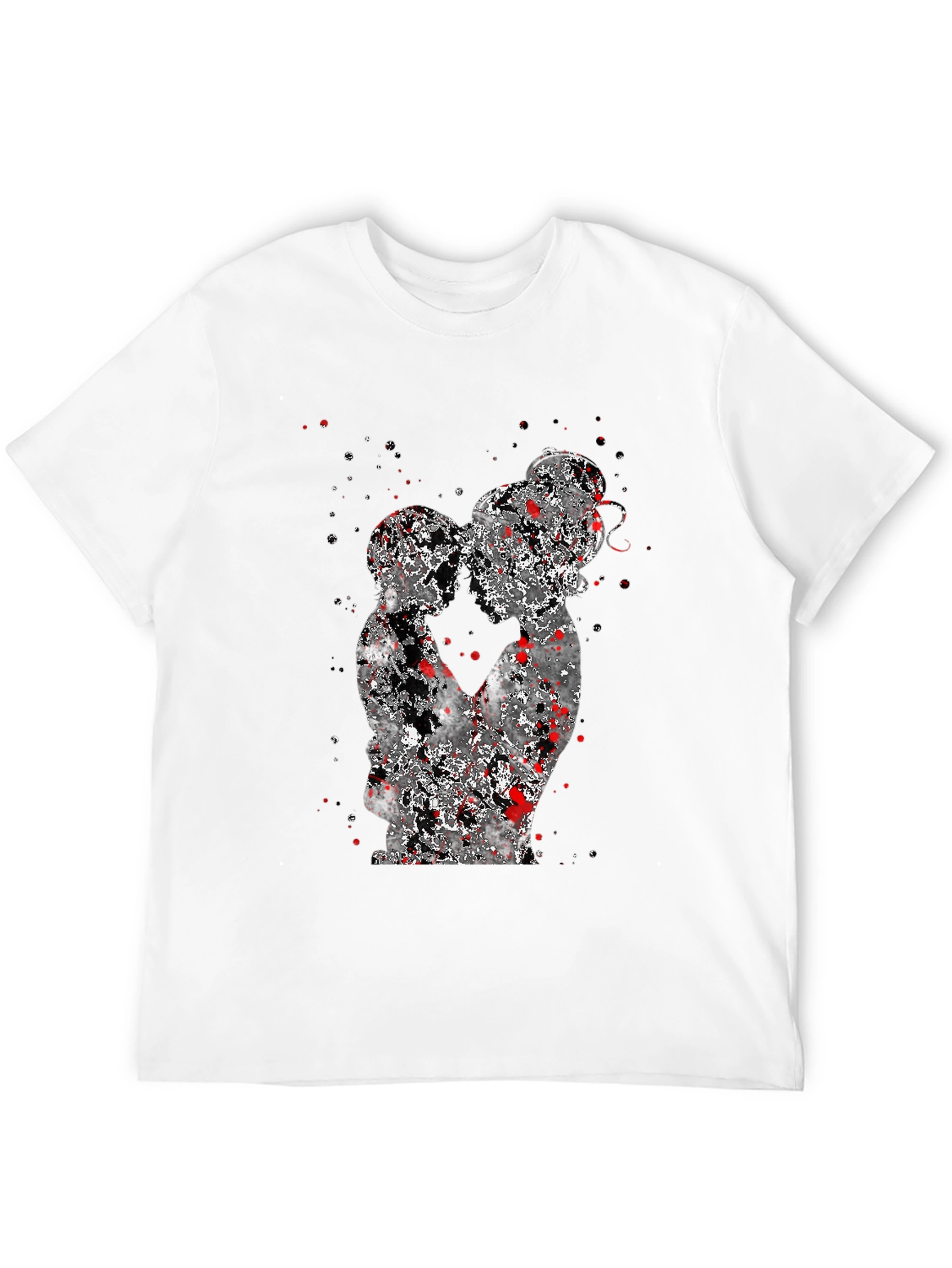 Abstract Couple Graphic Black T-Shirt