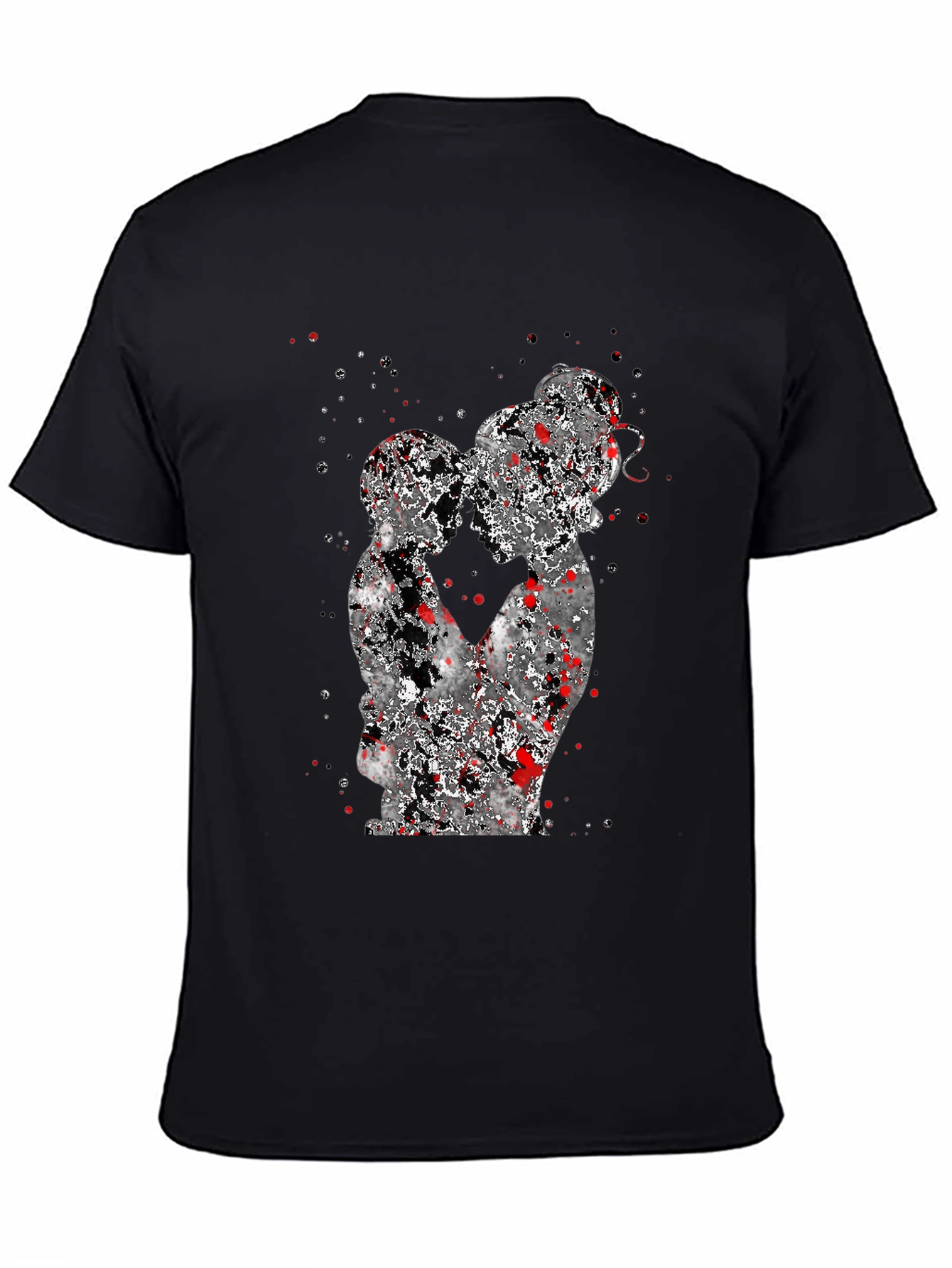 Abstract Couple Graphic Black T-Shirt
