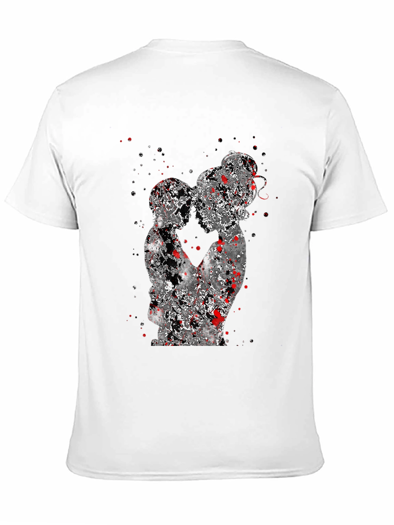 Abstract Couple Graphic Black T-Shirt