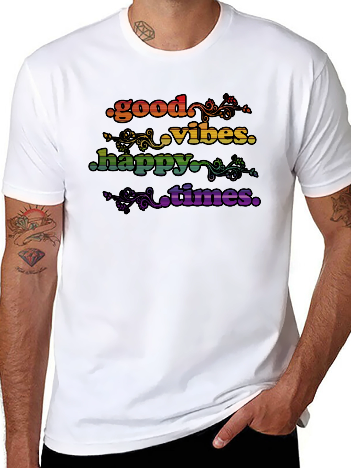 Good Vibes Happy Times Rainbow T-Shirt