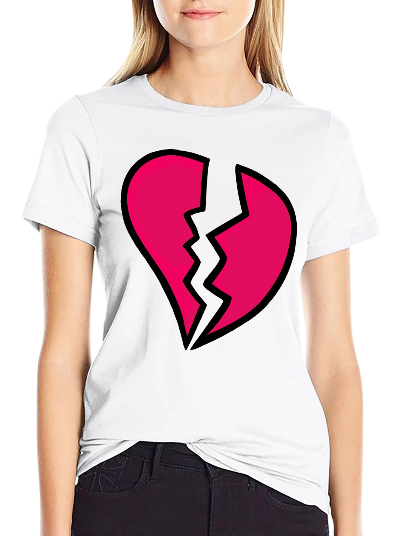 Broken Heart Graphic Black Tee