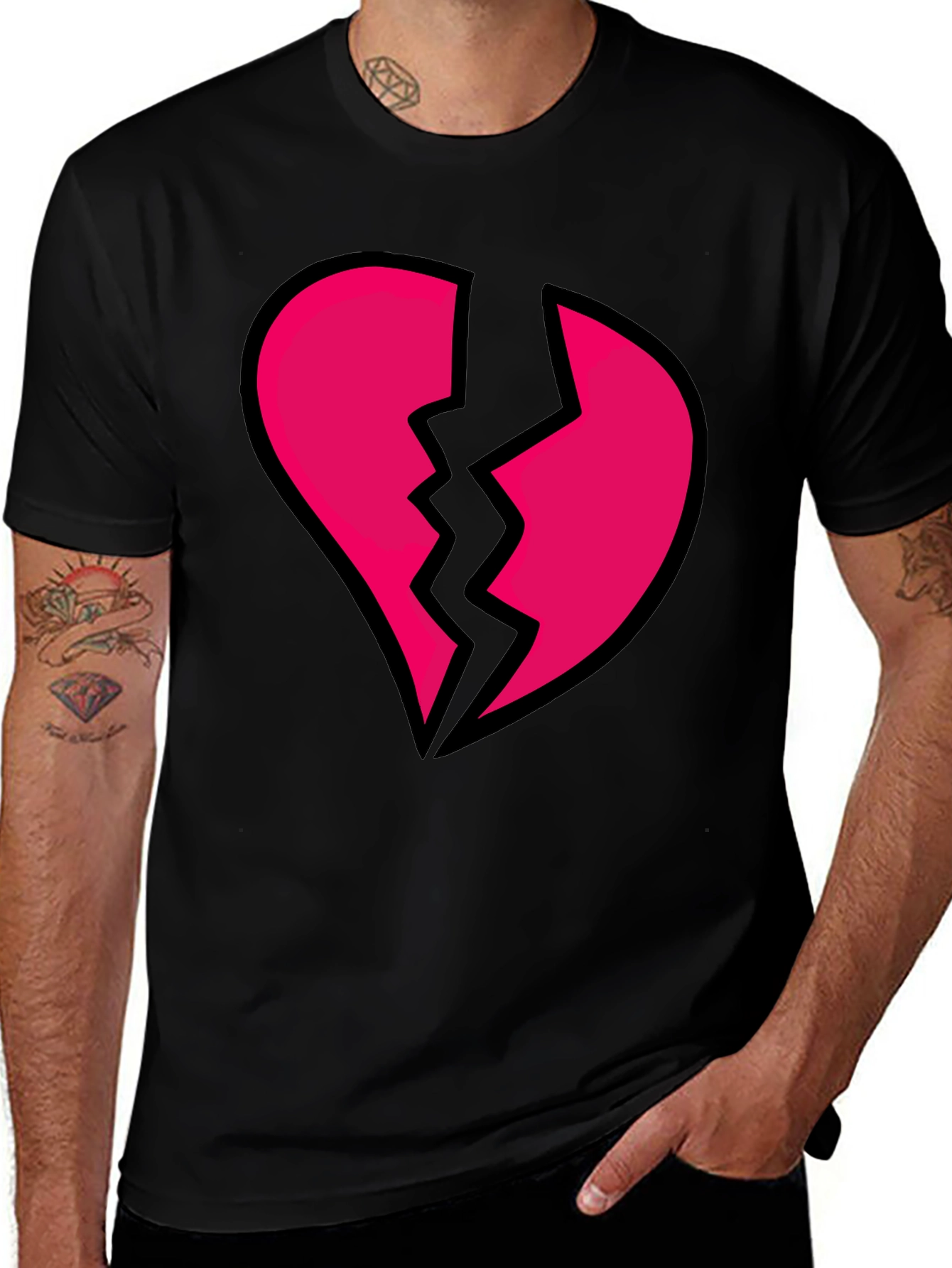 Broken Heart Graphic Black Tee