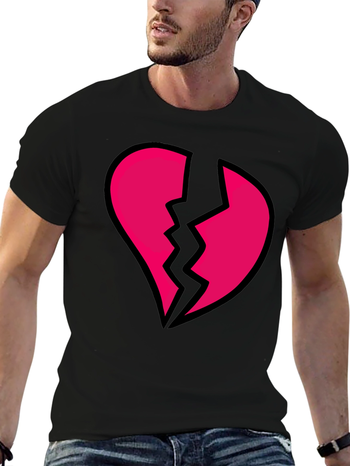 Broken Heart Graphic Black Tee