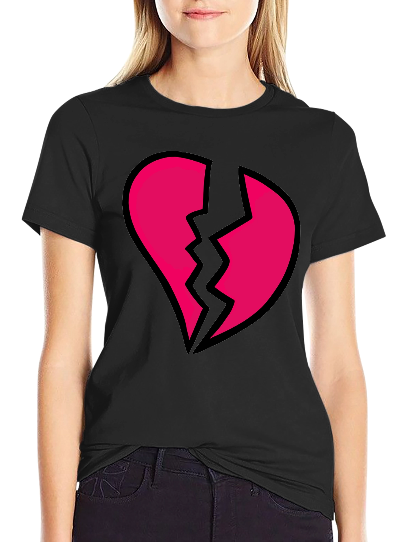 Broken Heart Graphic Black Tee