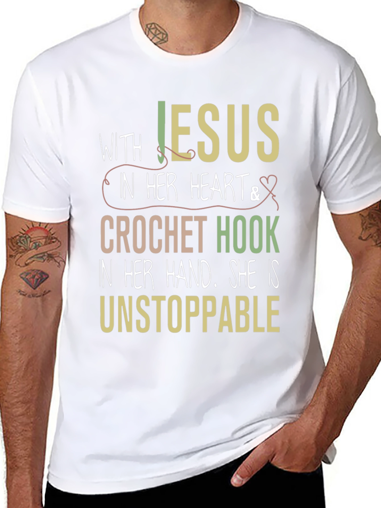 Jesus & Crochet Hook T-Shirt - Unstoppable Woman