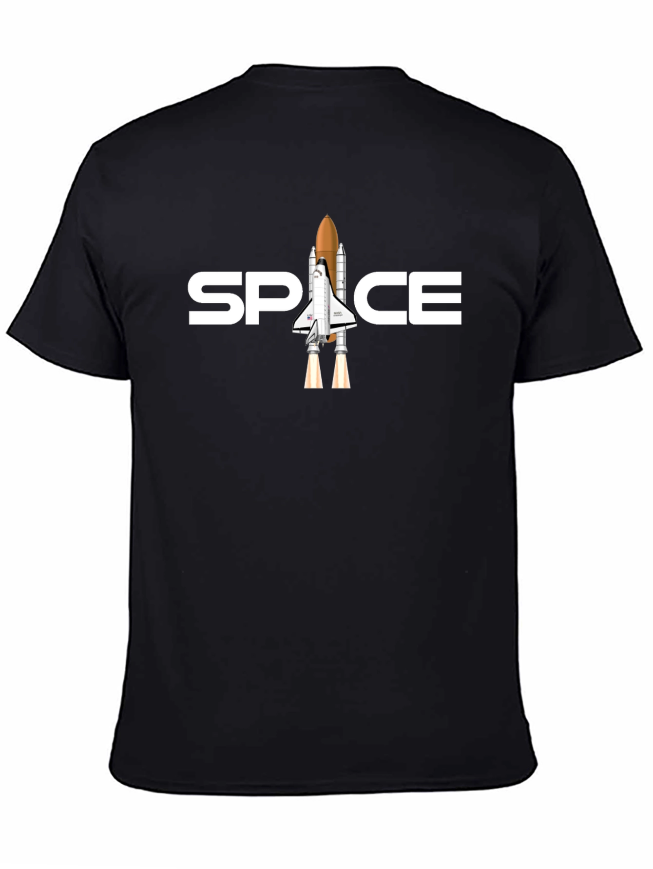 Space Shuttle Graphic T-Shirt - Black Cotton Blend