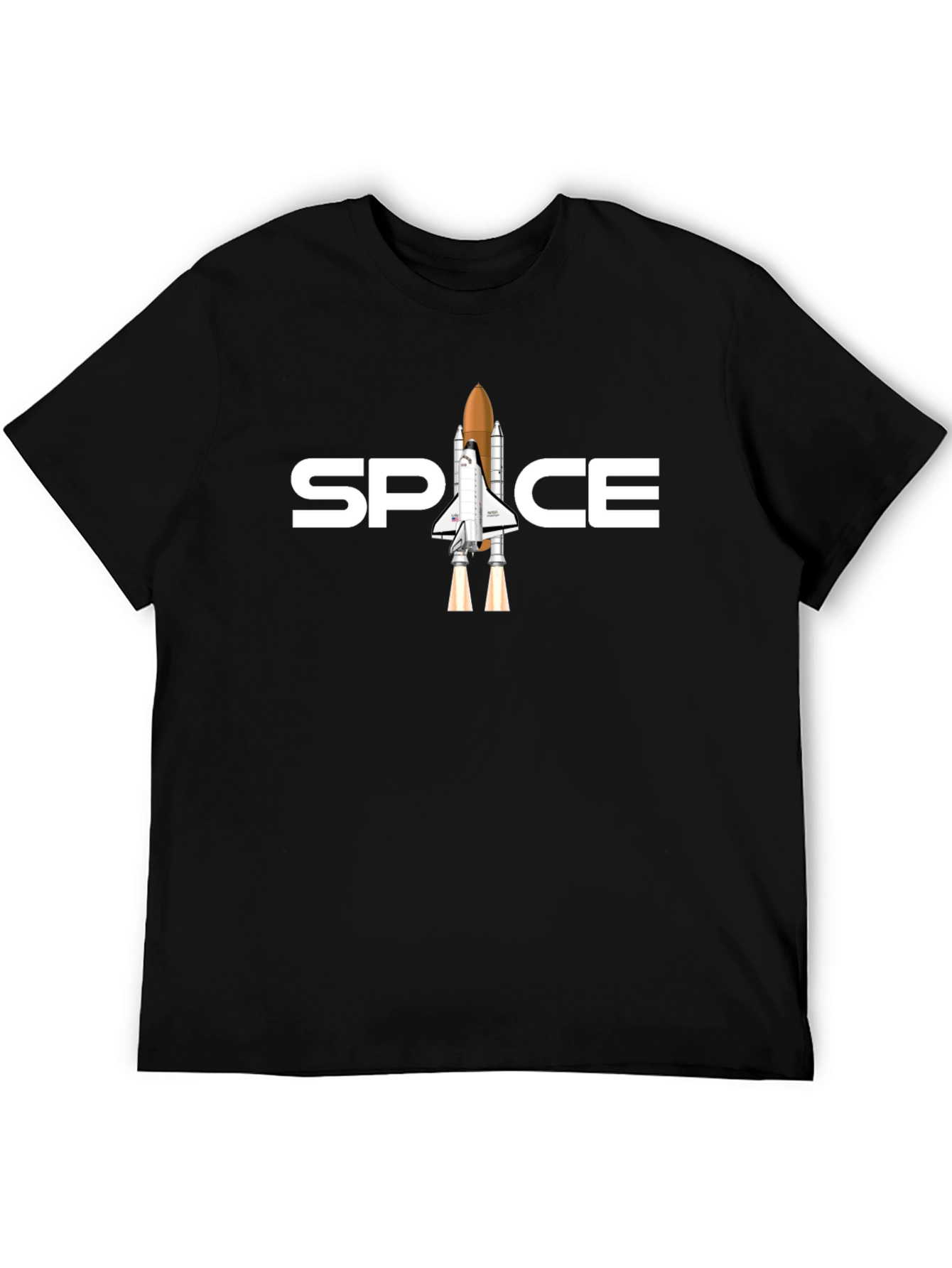 Space Shuttle Graphic T-Shirt - Black Cotton Blend