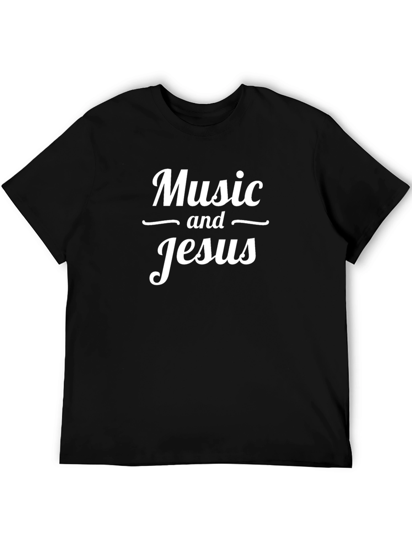 Music and Jesus Graphic Tee - Black Cotton T-Shirt