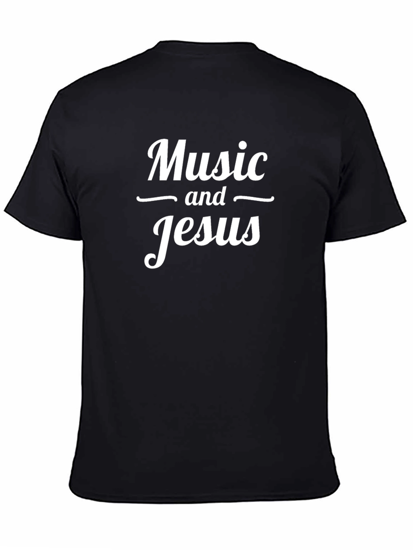 Music and Jesus Graphic Tee - Black Cotton T-Shirt