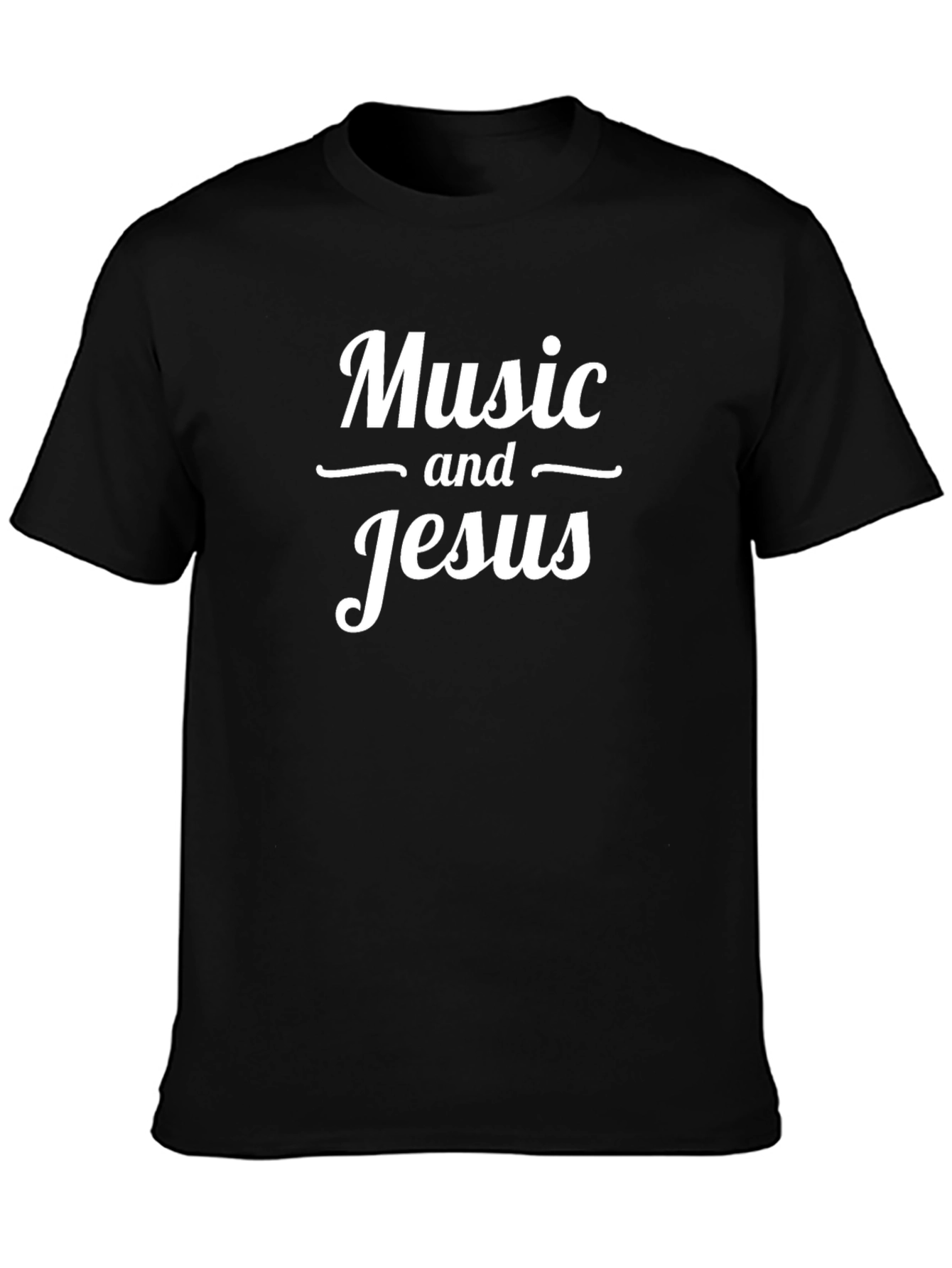 Music and Jesus Graphic Tee - Black Cotton T-Shirt