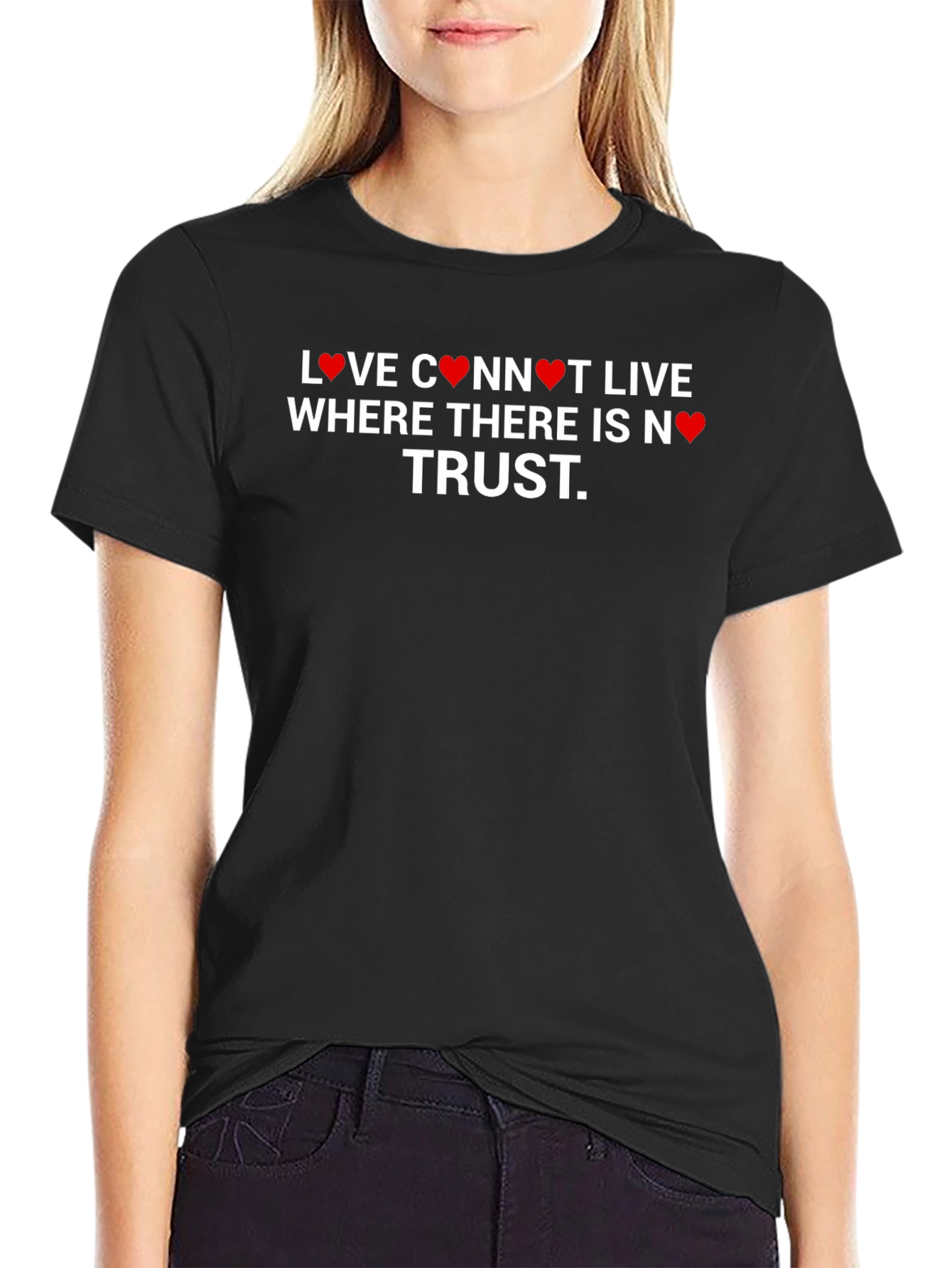 Love Needs Trust Graphic Tee - Black Cotton