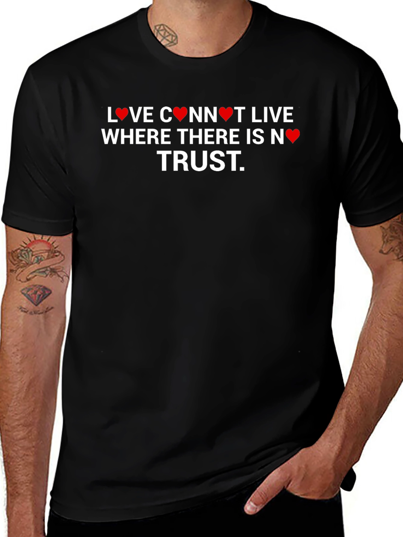 Love Needs Trust Graphic Tee - Black Cotton