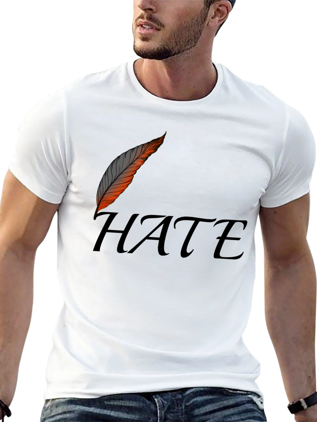 Edgy Hate Graphic Print Black T-Shirt