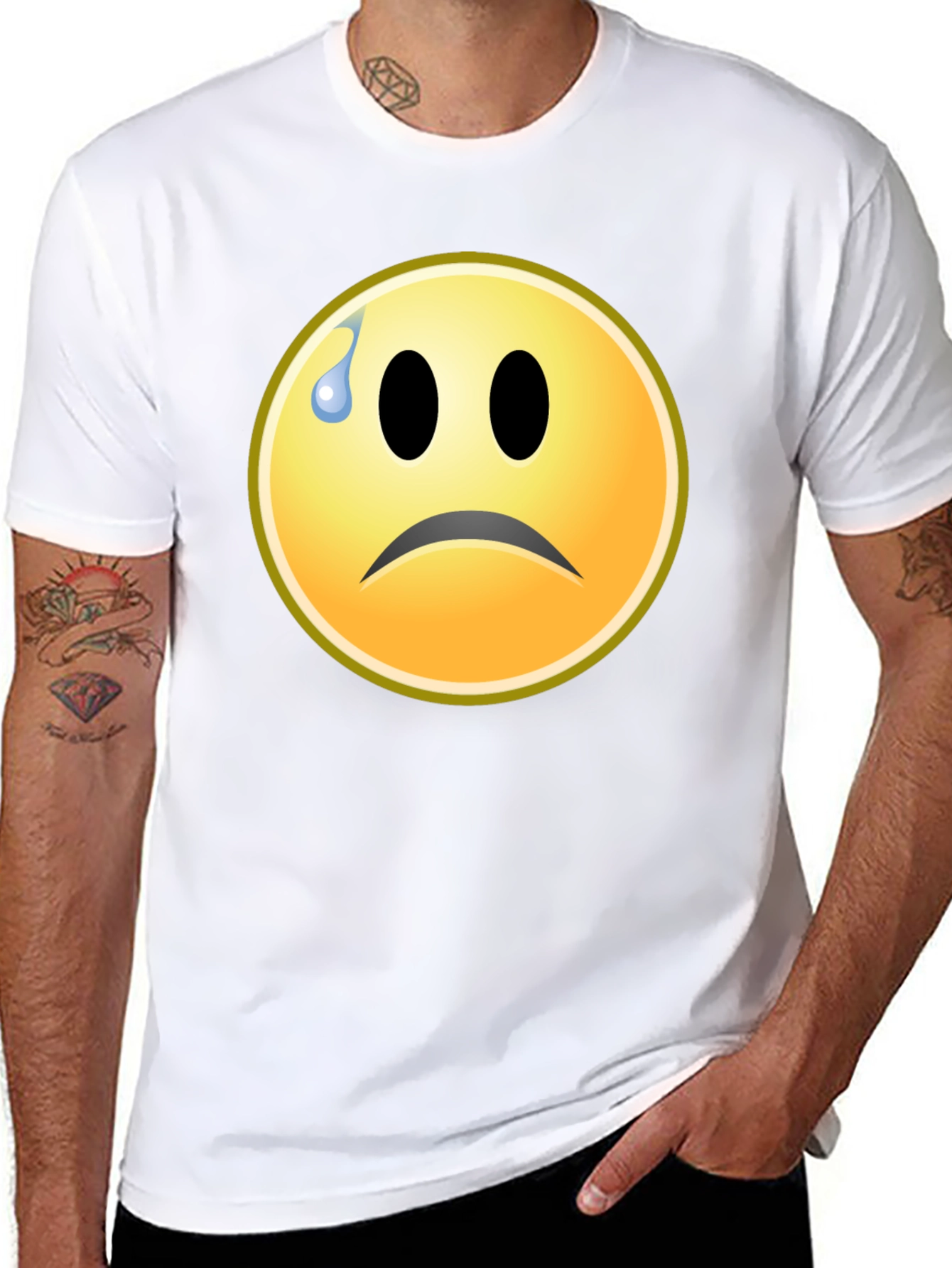 Sad Emoji Graphic Tee - Black Unisex T-Shirt
