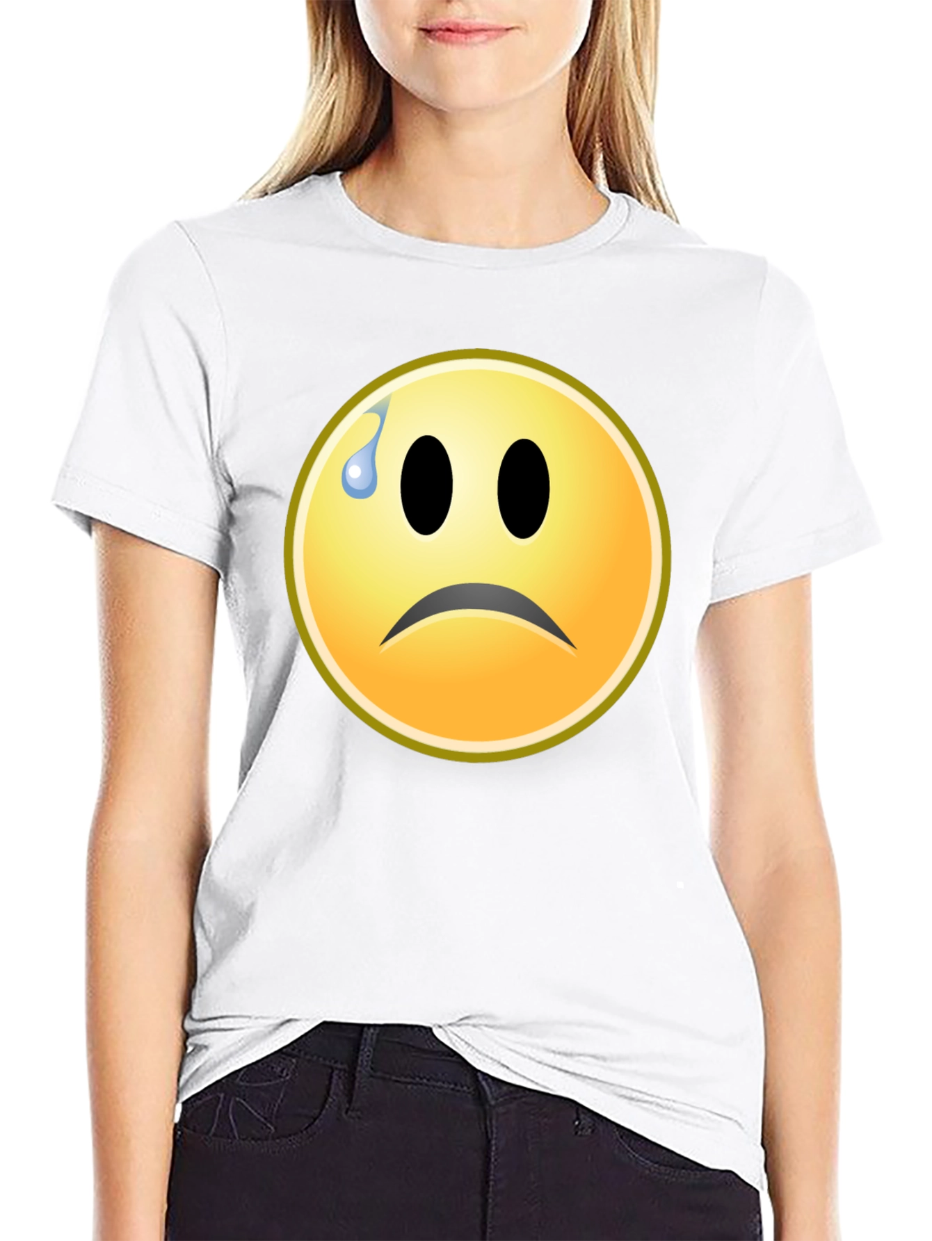 Sad Emoji Graphic Tee - Black Unisex T-Shirt