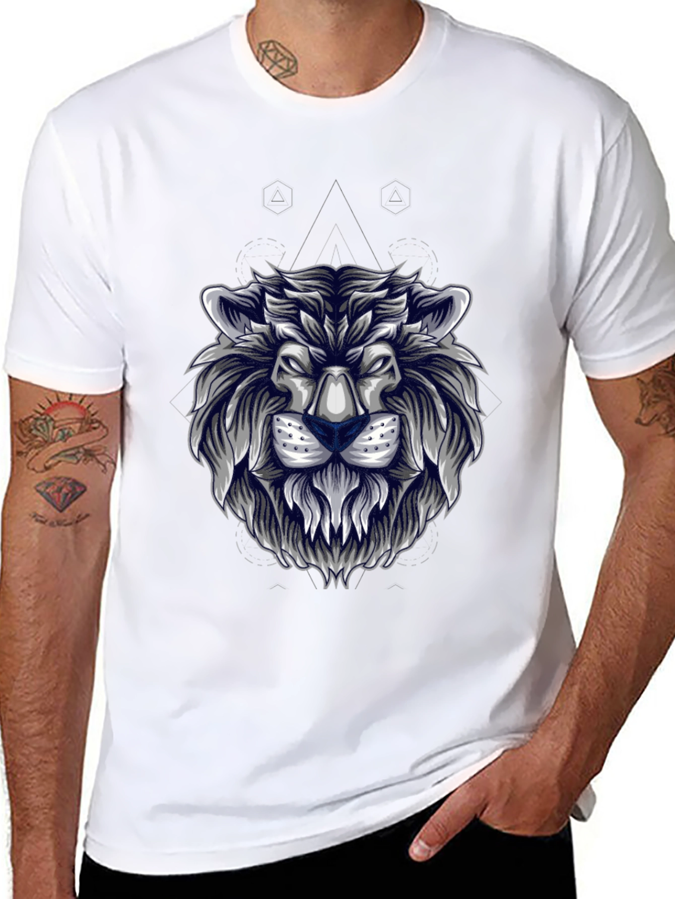 Lion Head Graphic Tee - Stylish Mens Black T-Shirt