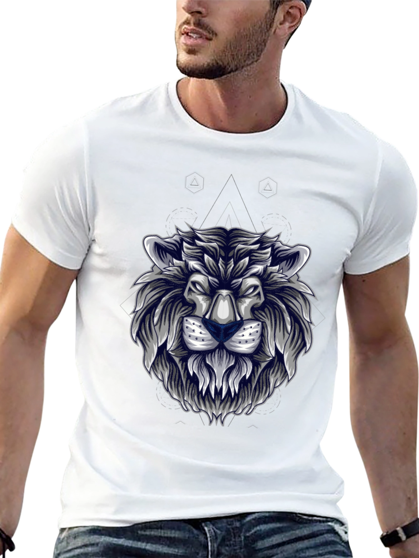 Lion Head Graphic Tee - Stylish Mens Black T-Shirt