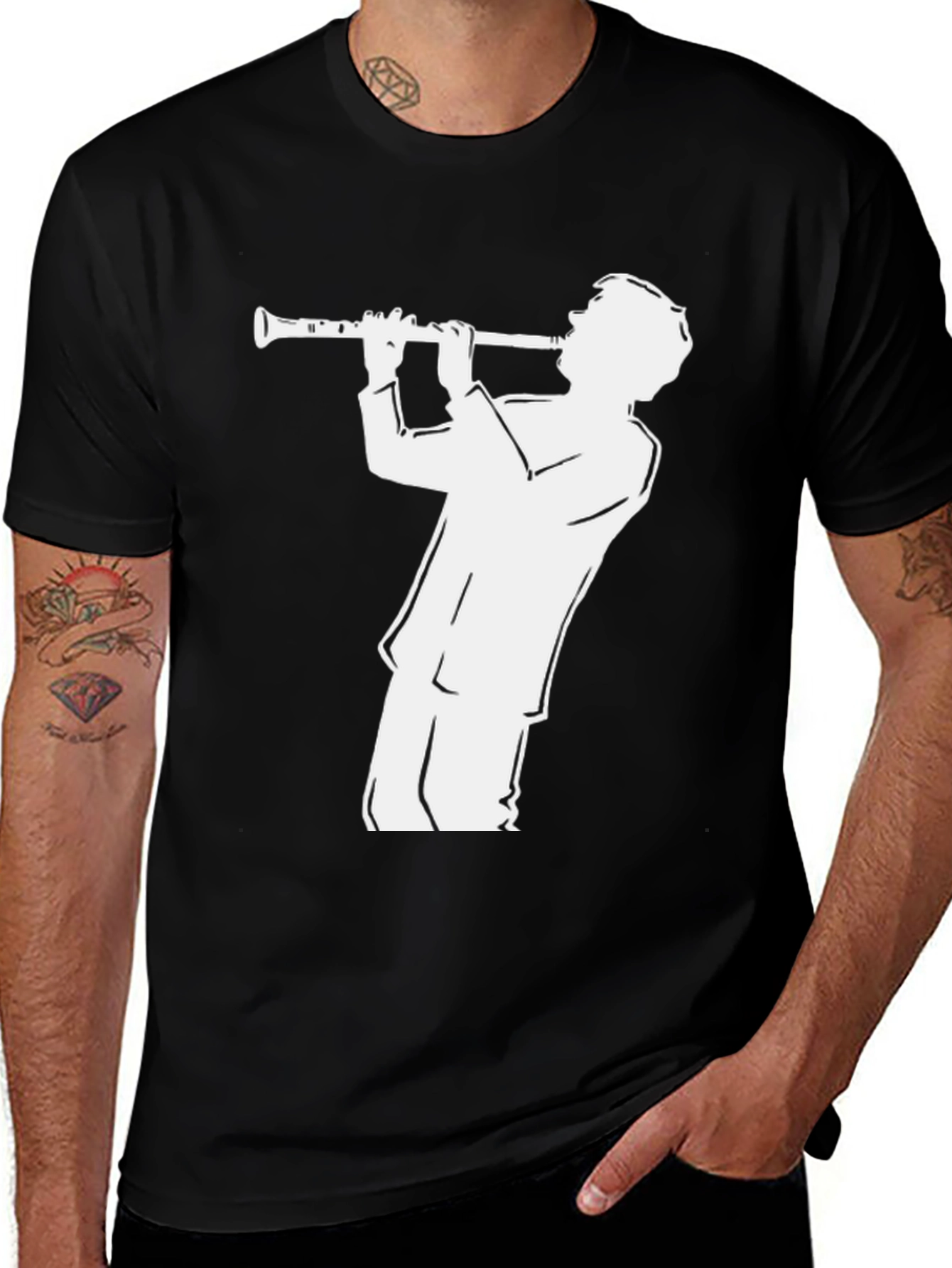 Musician Silhouette Tee - Black Graphic T-Shirt