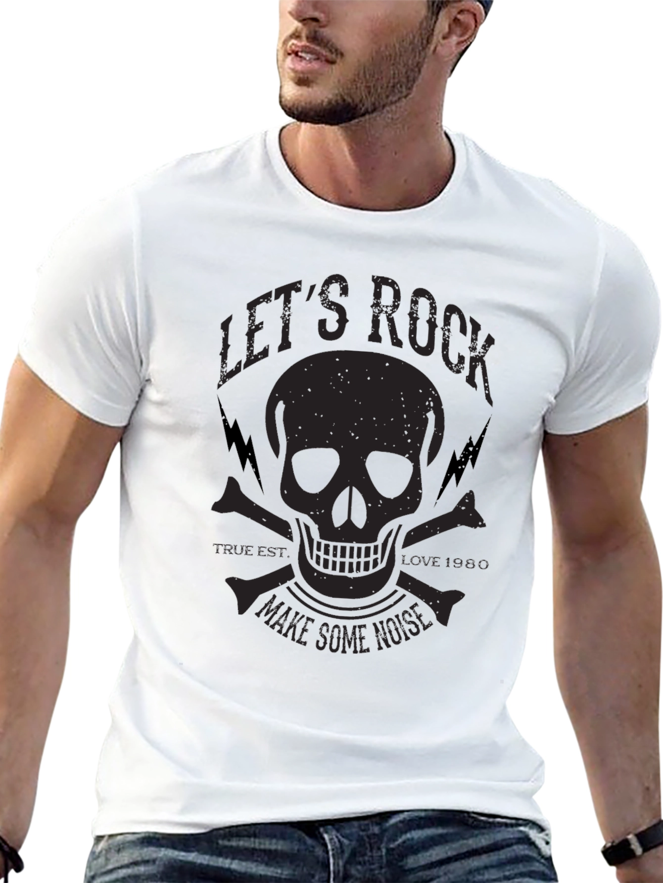 Lets Rock Skull Graphic T-Shirt - Black