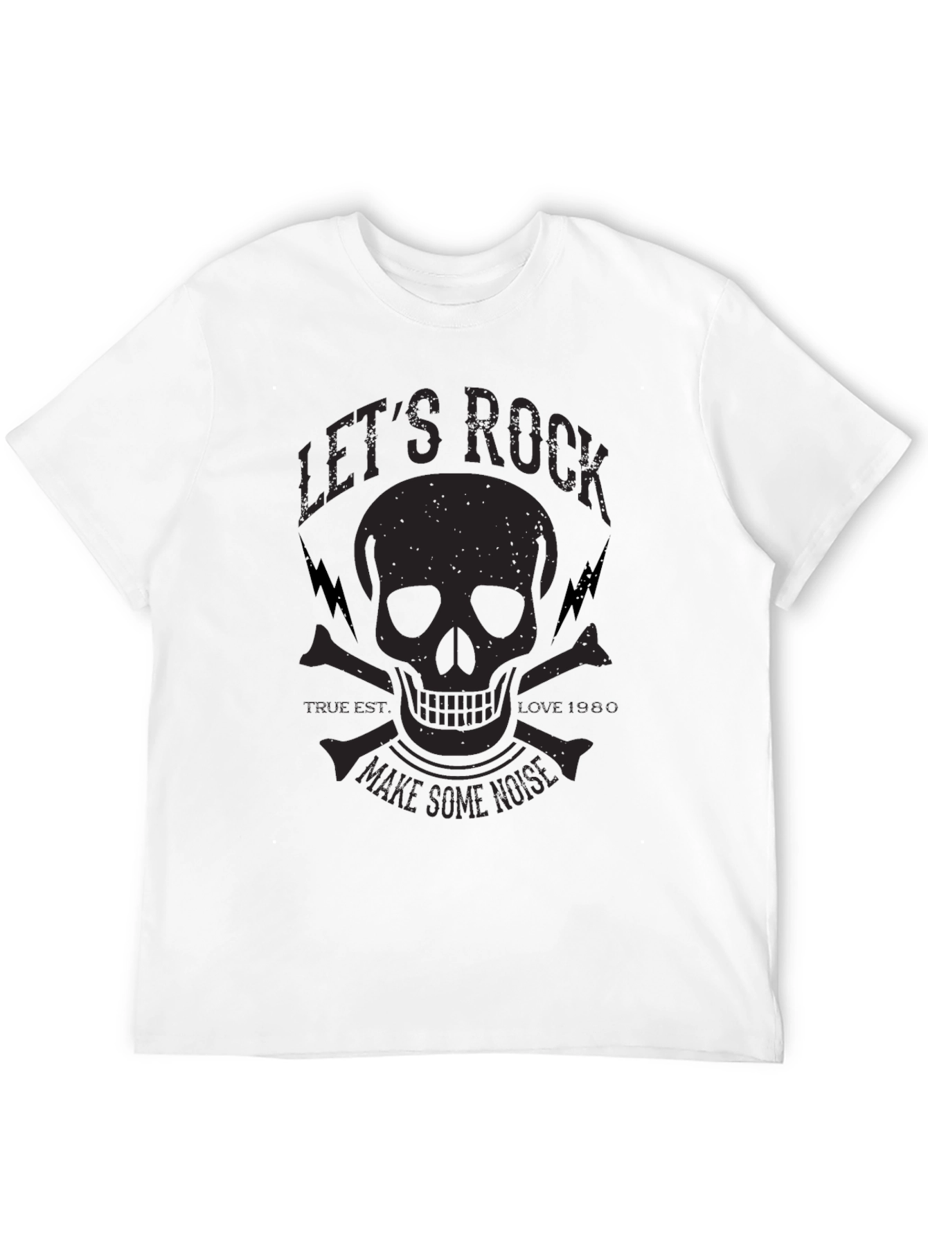 Lets Rock Skull Graphic T-Shirt - Black