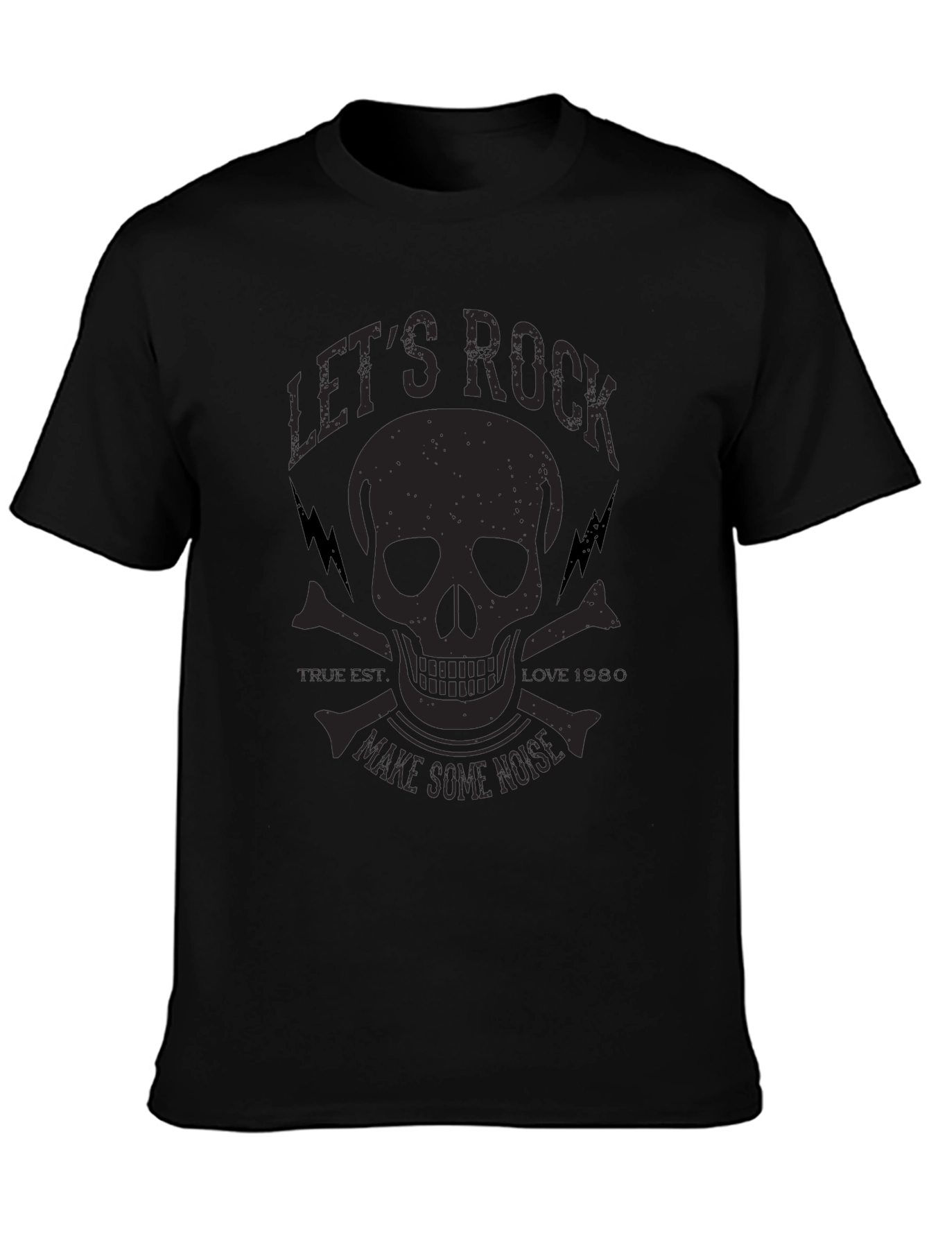 Lets Rock Skull Graphic T-Shirt - Black