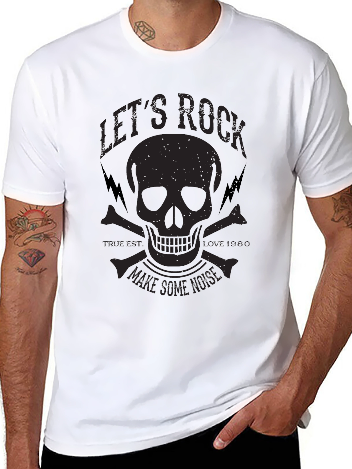 Lets Rock Skull Graphic T-Shirt - Black