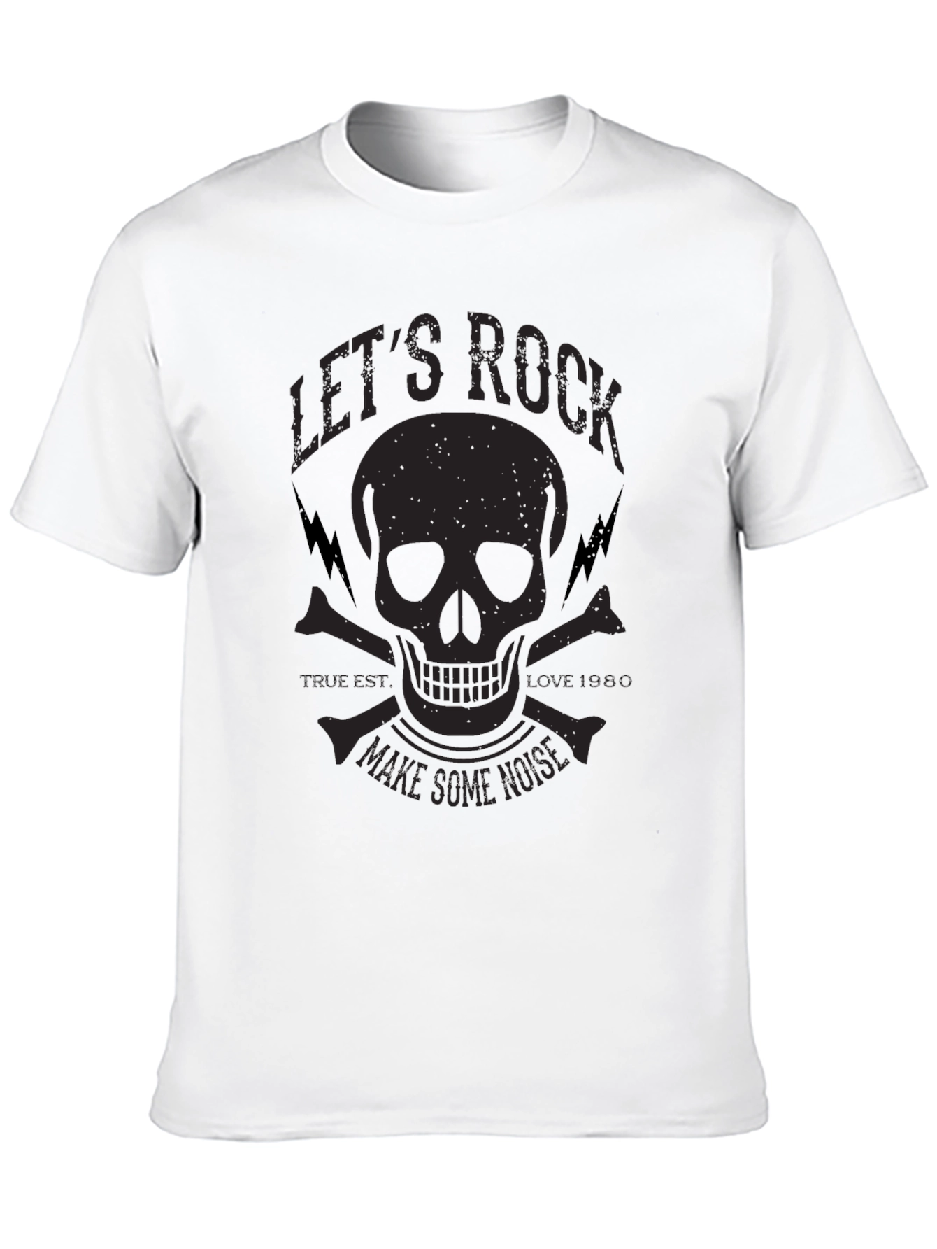 Lets Rock Skull Graphic T-Shirt - Black