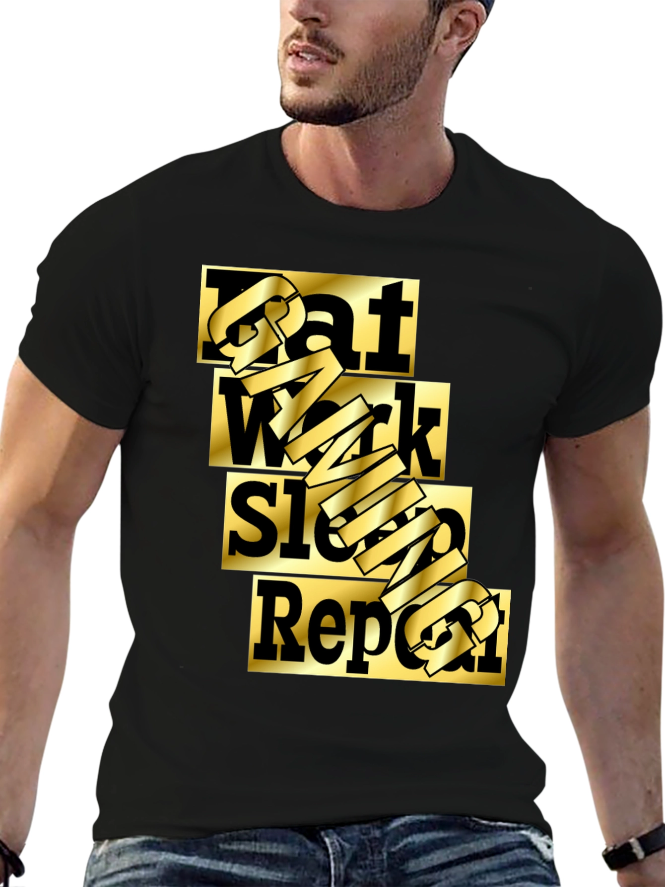 Eat Work Sleep Gaming Repeat Black T-Shirt