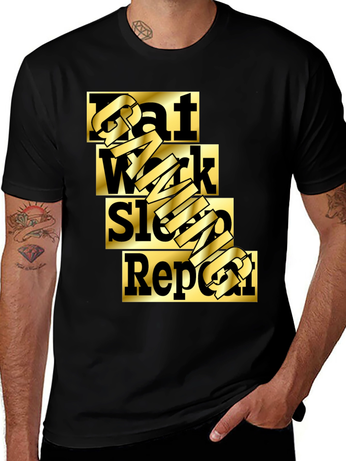 Eat Work Sleep Gaming Repeat Black T-Shirt