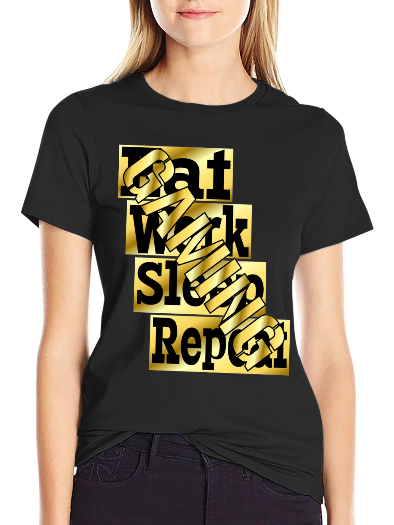Eat Work Sleep Gaming Repeat Black T-Shirt