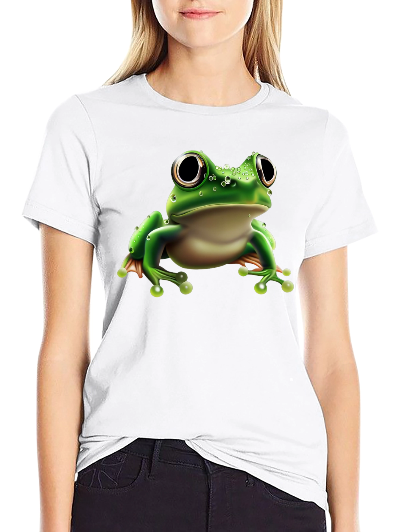 Frog Graphic Tee - Black Cotton Blend Shirt