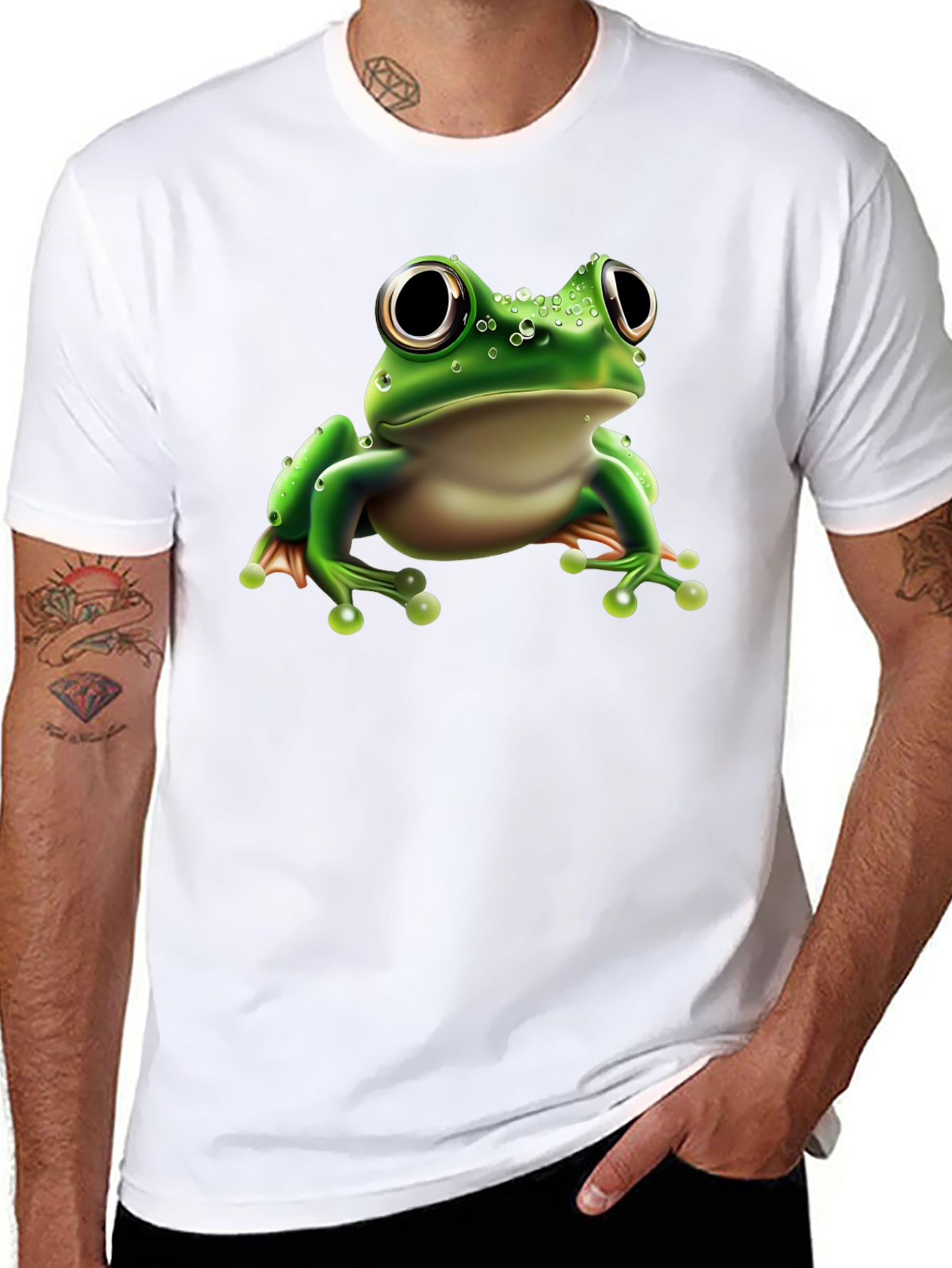 Frog Graphic Tee - Black Cotton Blend Shirt