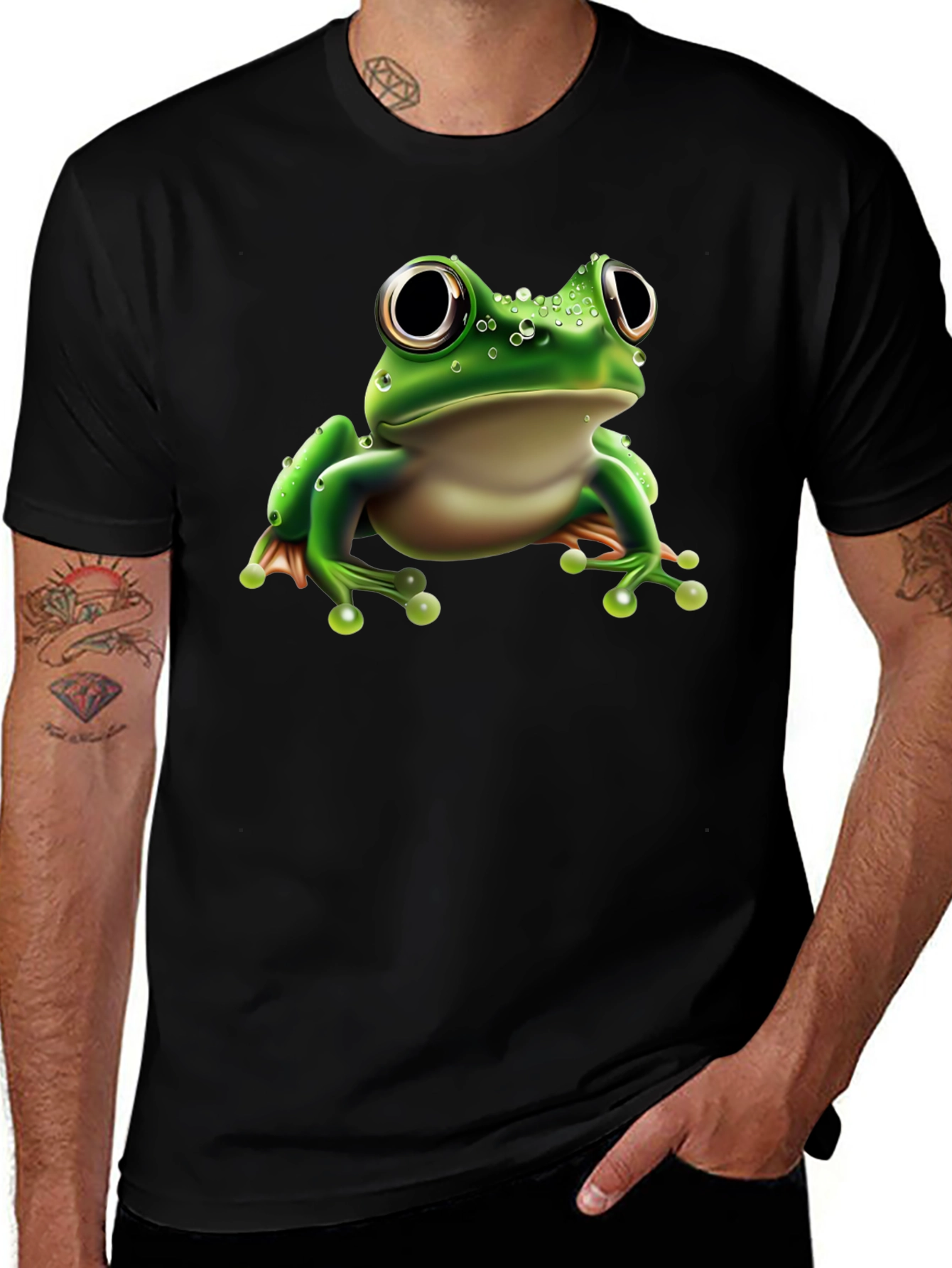 Frog Graphic Tee - Black Cotton Blend Shirt
