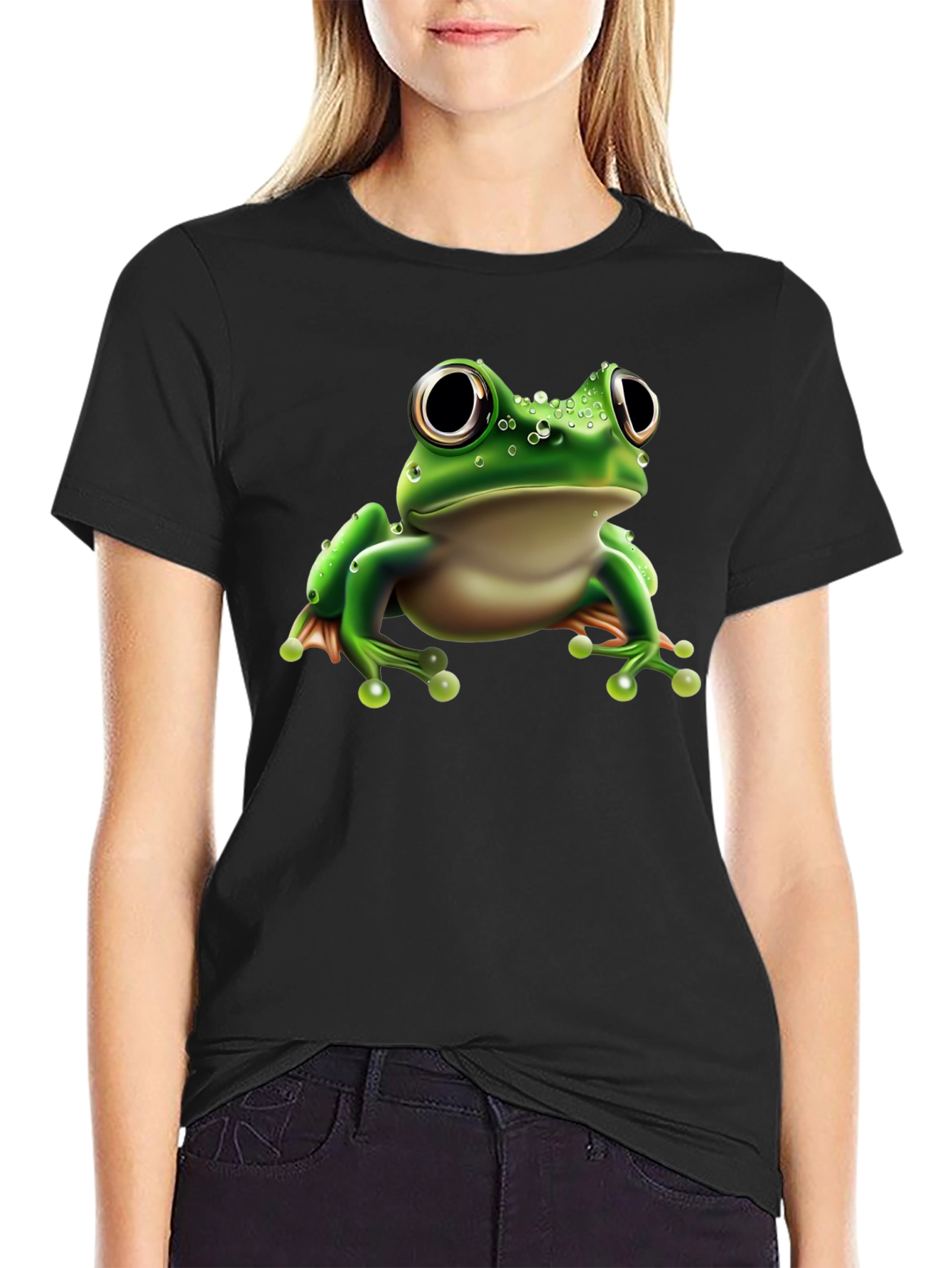 Frog Graphic Tee - Black Cotton Blend Shirt