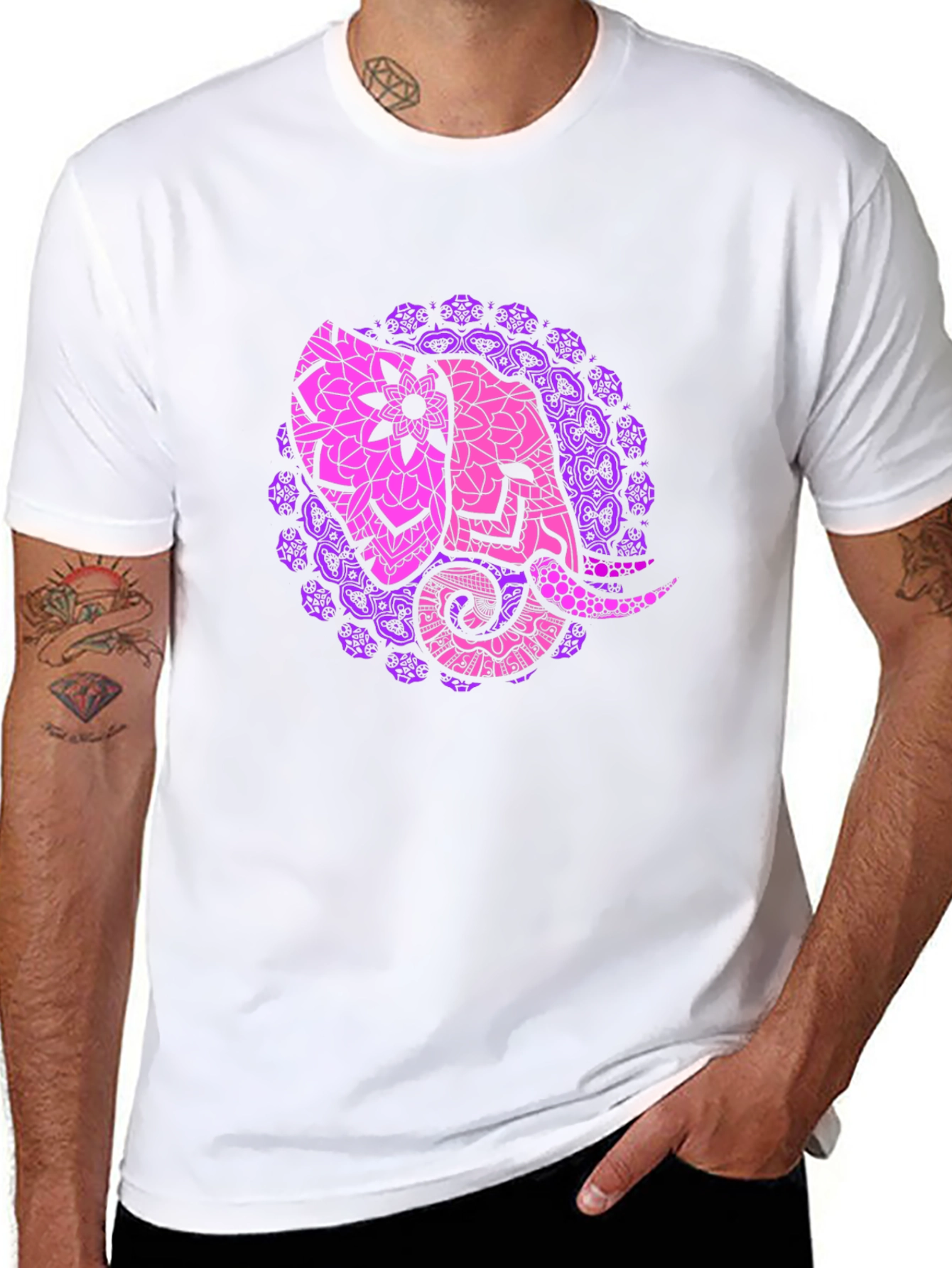 Elephant Mandala Black T-Shirt