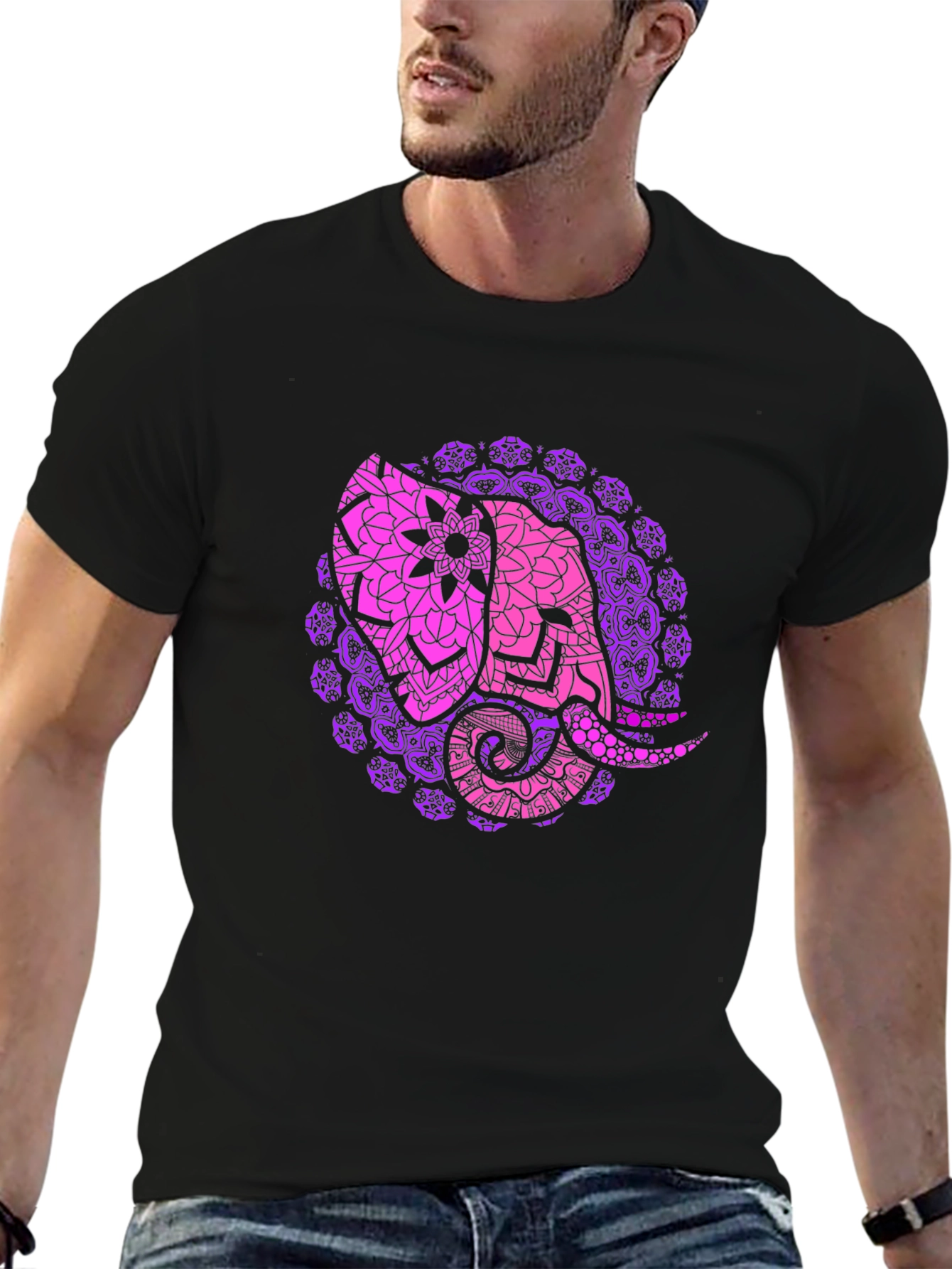 Elephant Mandala Black T-Shirt