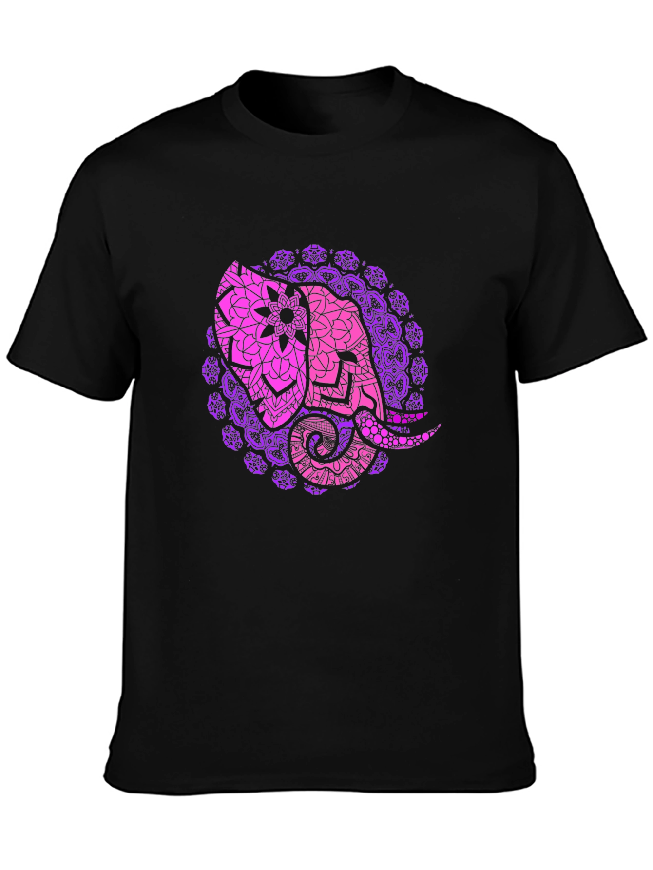 Elephant Mandala Black T-Shirt