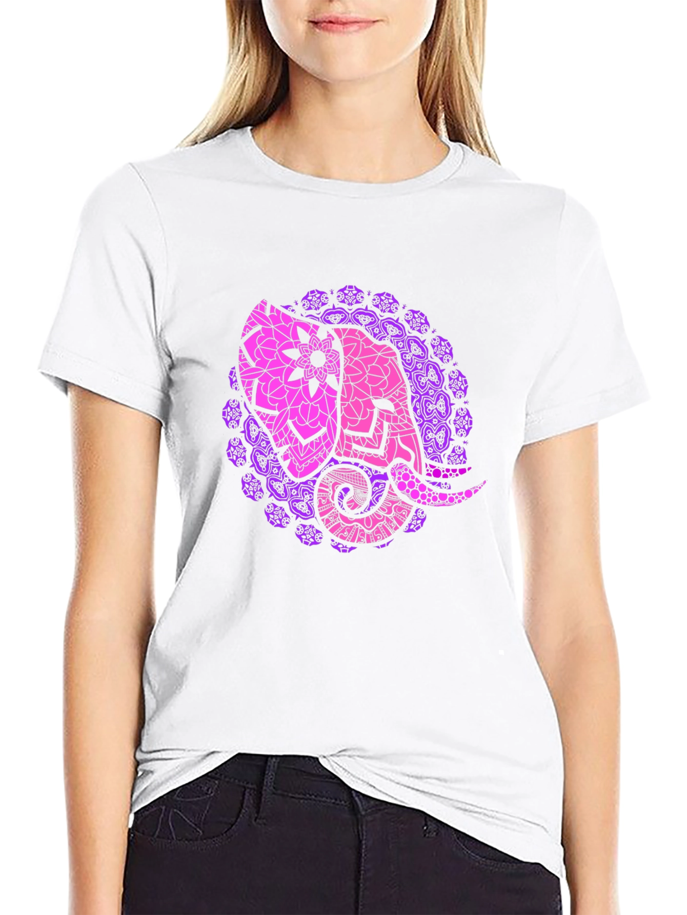 Elephant Mandala Black T-Shirt