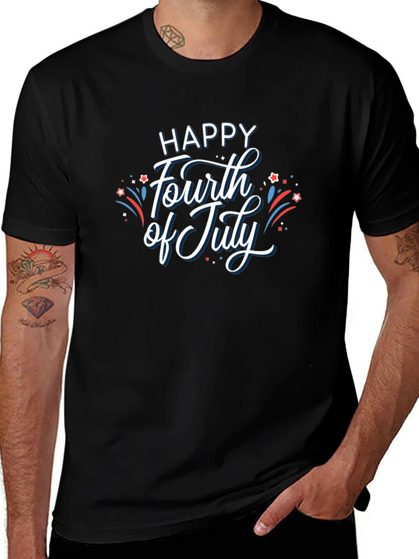 Happy Fourth of July Graphic Tee - Black