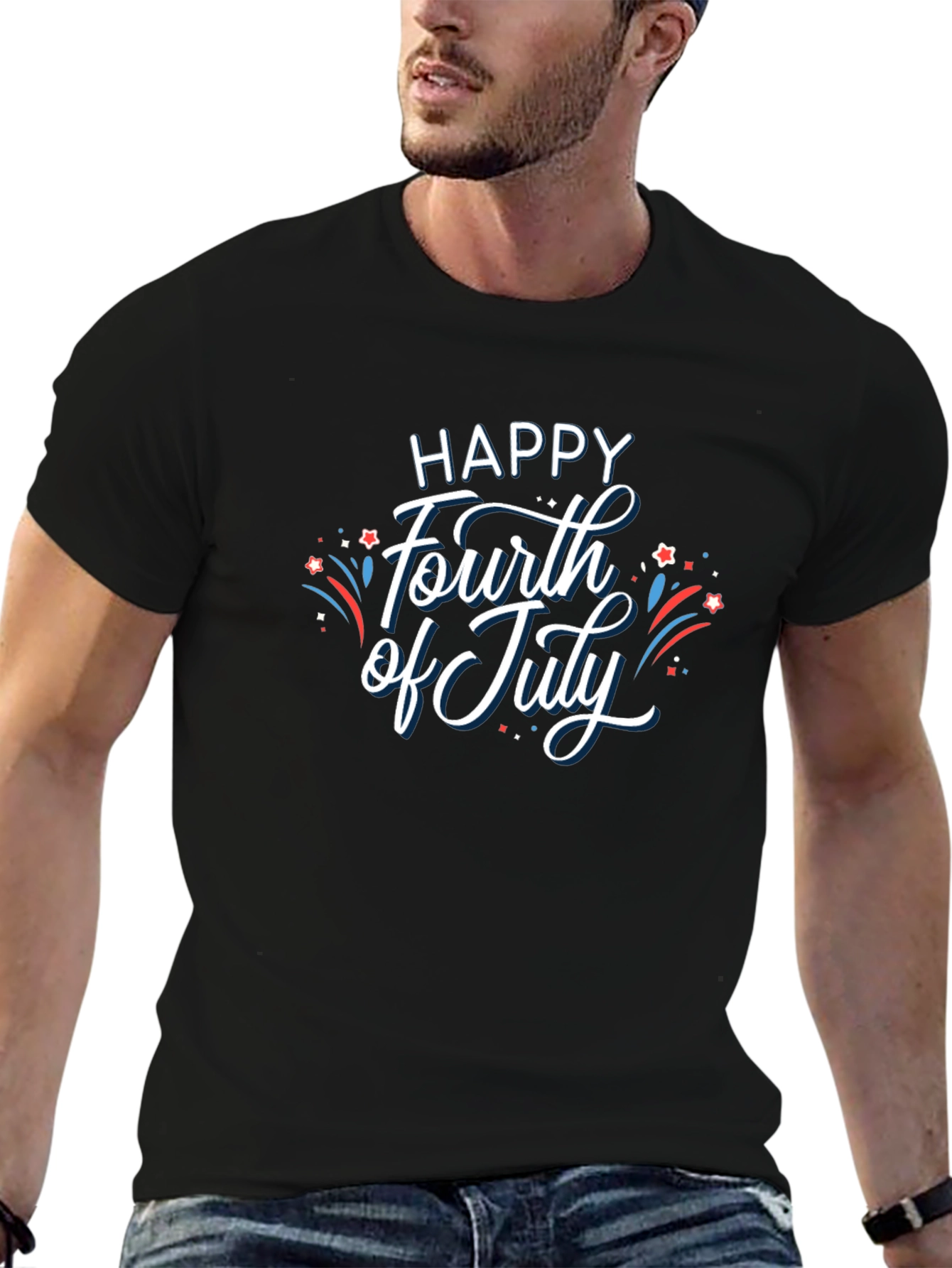 Happy Fourth of July Graphic Tee - Black