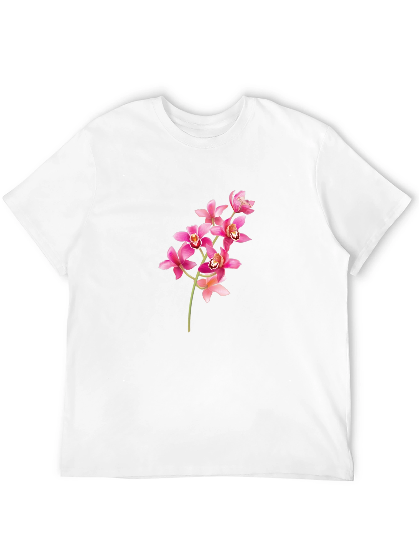 Black T-Shirt with Pink Orchid Design