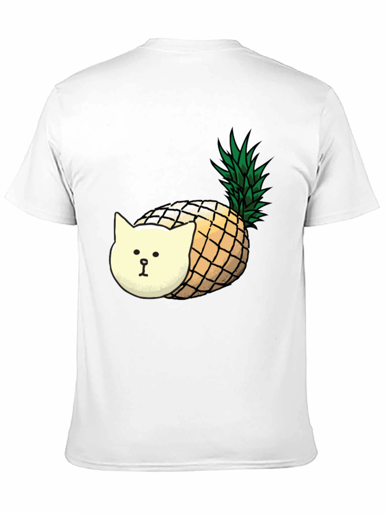Pineapple Cat Graphic T-Shirt - Black Cotton Tee