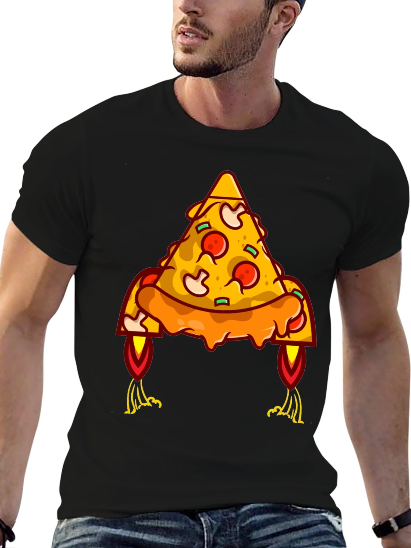 Pizza Rocket Graphic Tee - Black