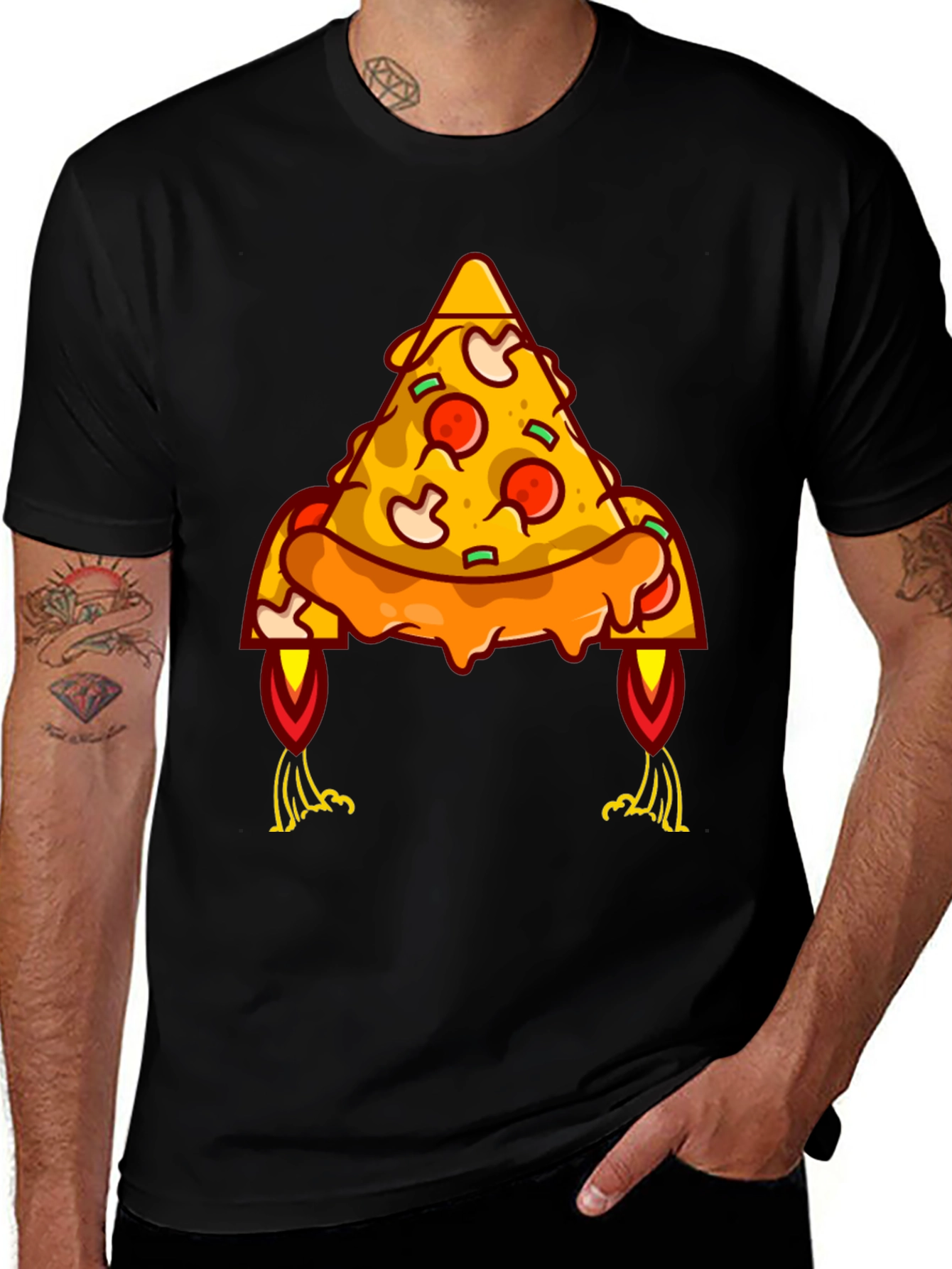 Pizza Rocket Graphic Tee - Black