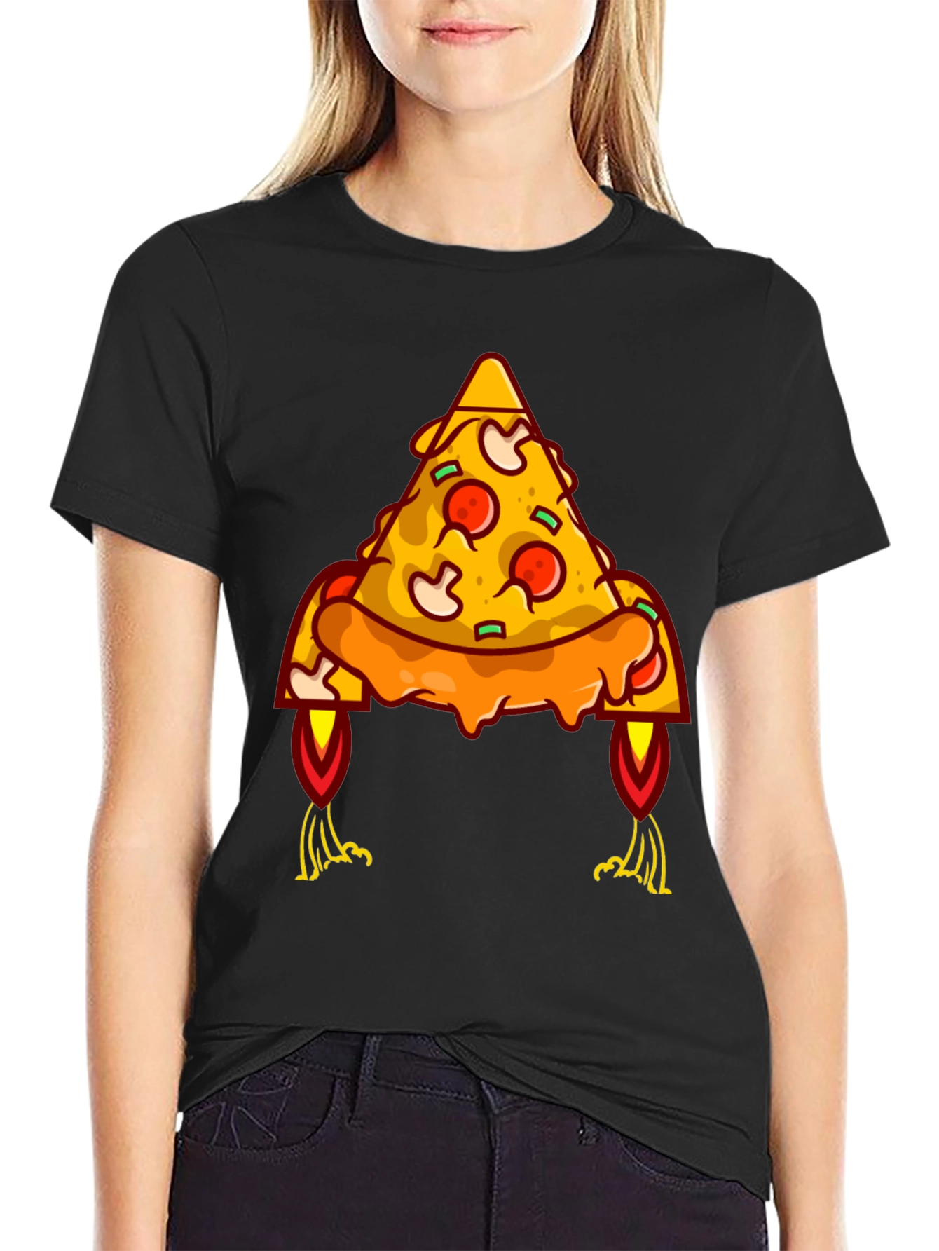 Pizza Rocket Graphic Tee - Black