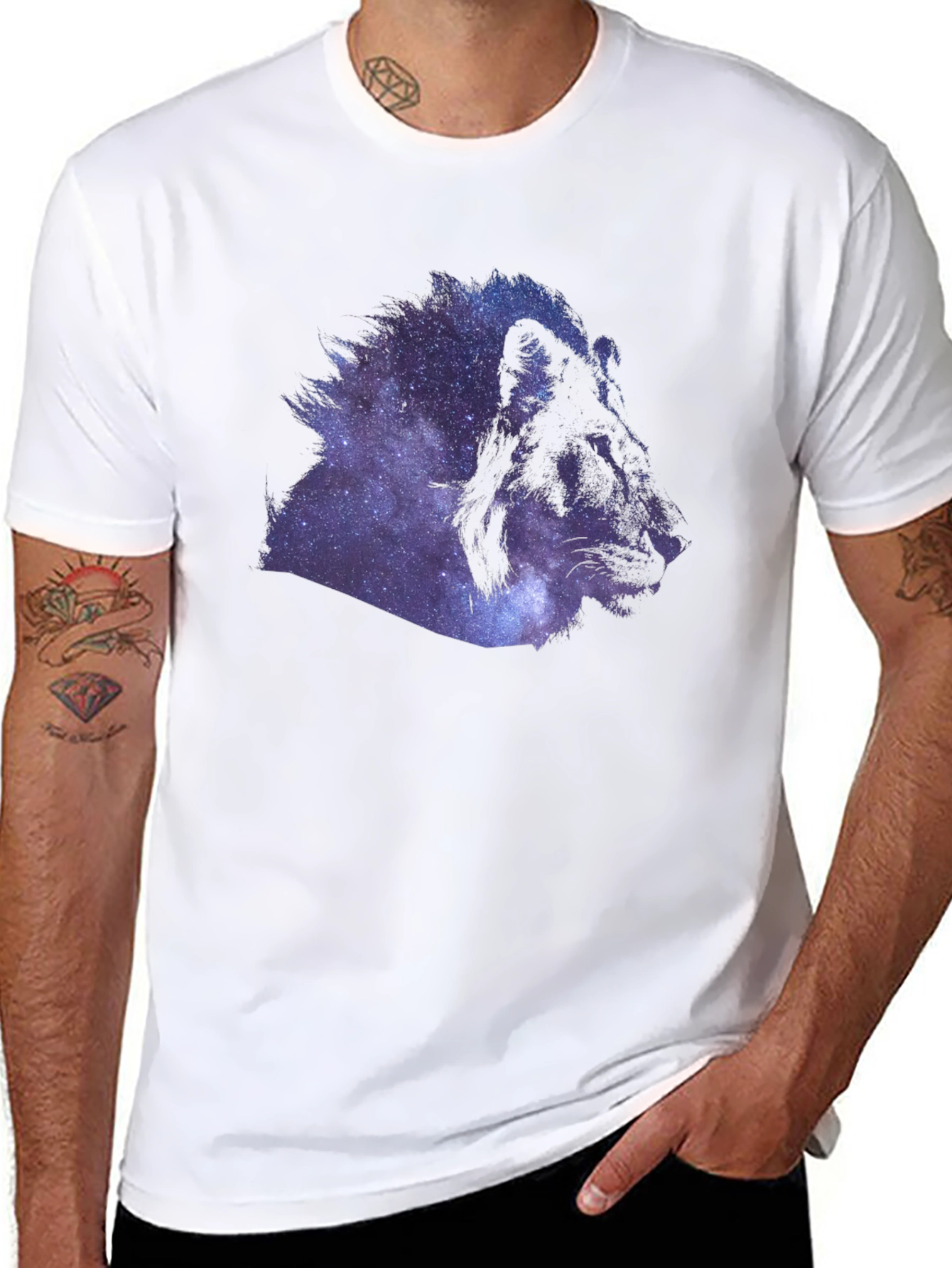 Galaxy Lion Graphic Black T-Shirt