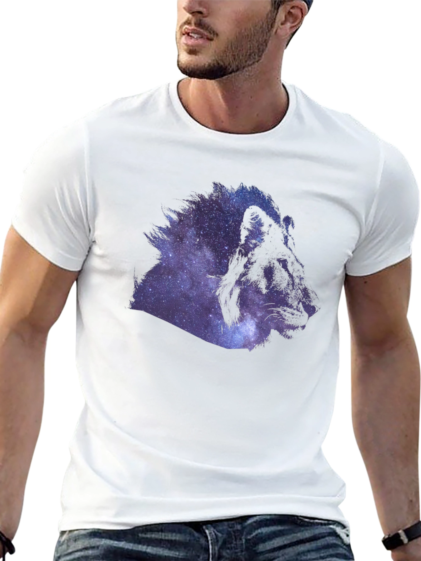 Galaxy Lion Graphic Black T-Shirt