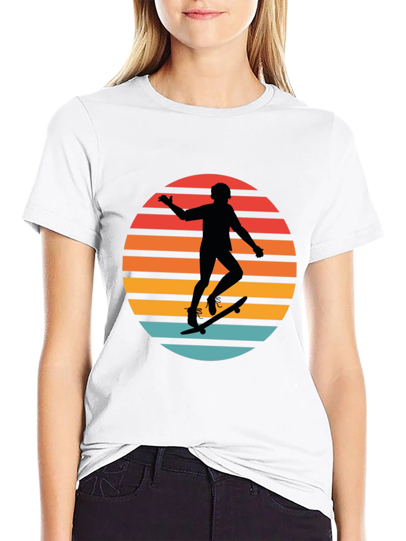 Skateboarder Retro Sunset T-Shirt